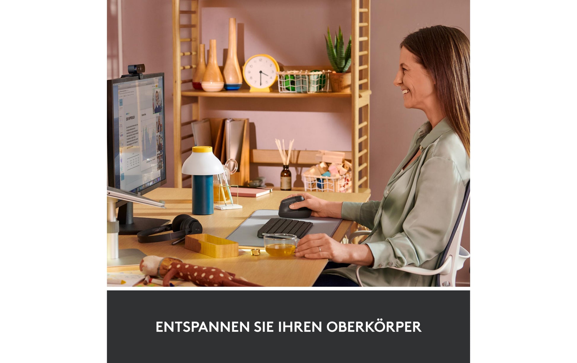 Logitech Lift Right Ergonomische Maus – für Rechtshänder, vertikal, Graphit/Schwarz