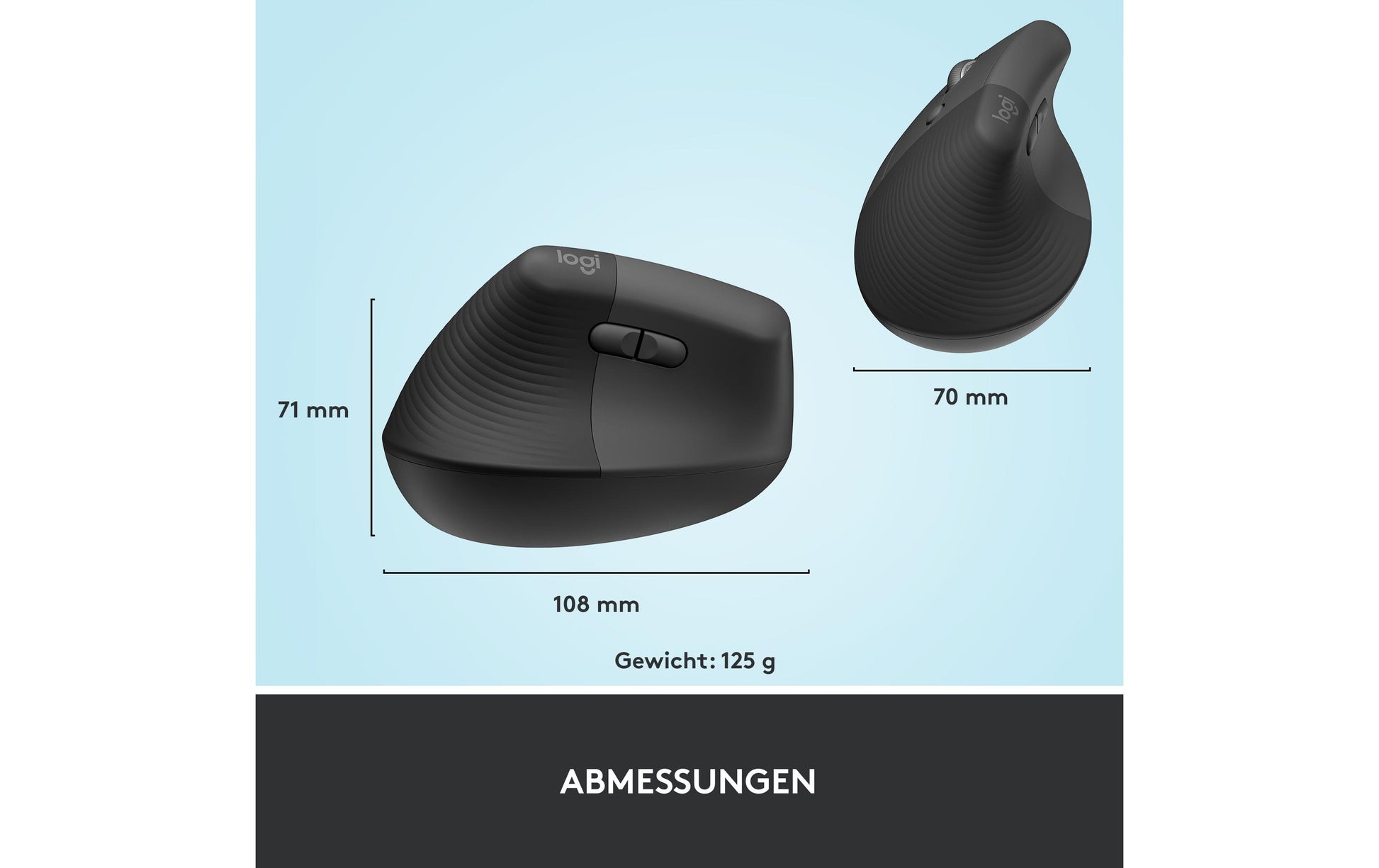 Logitech Lift Left Ergonomische Maus – vertikal, für Linkshänder, graphit/schwarz