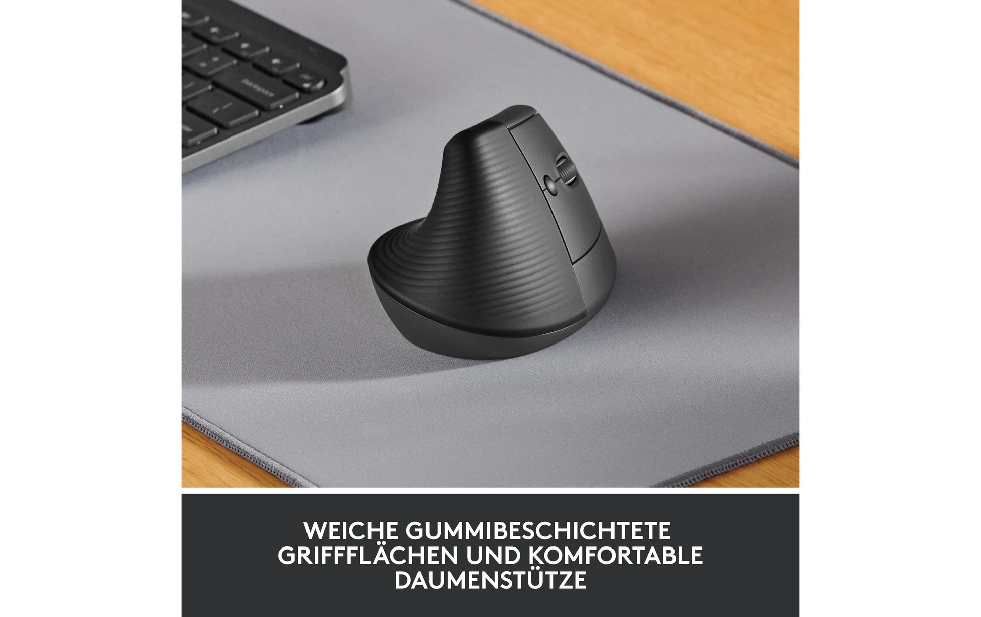 Logitech Lift Right Ergonomische Maus – für Rechtshänder, vertikal, Graphit/Schwarz