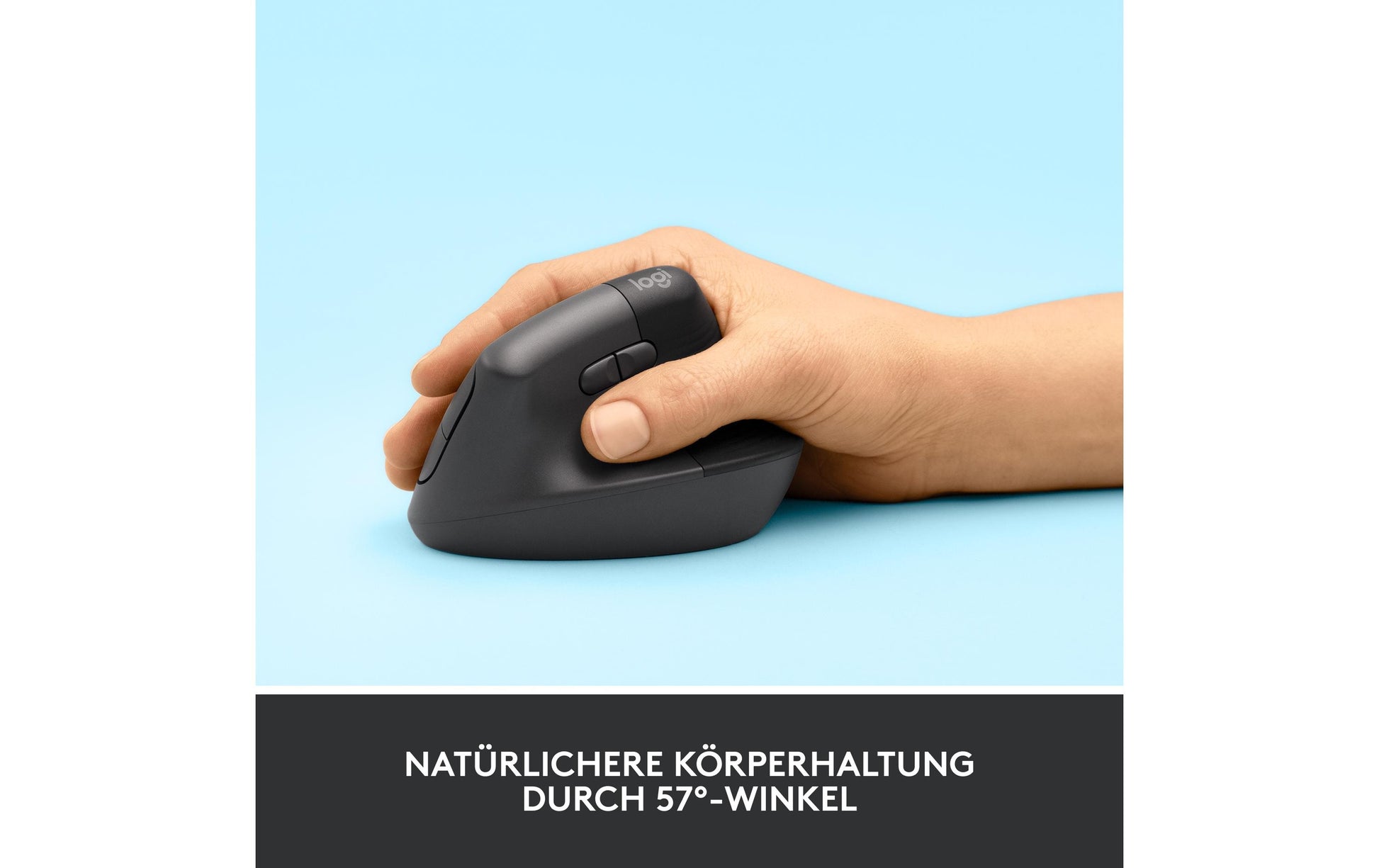 Logitech Lift Right Ergonomische Maus – für Rechtshänder, vertikal, Graphit/Schwarz