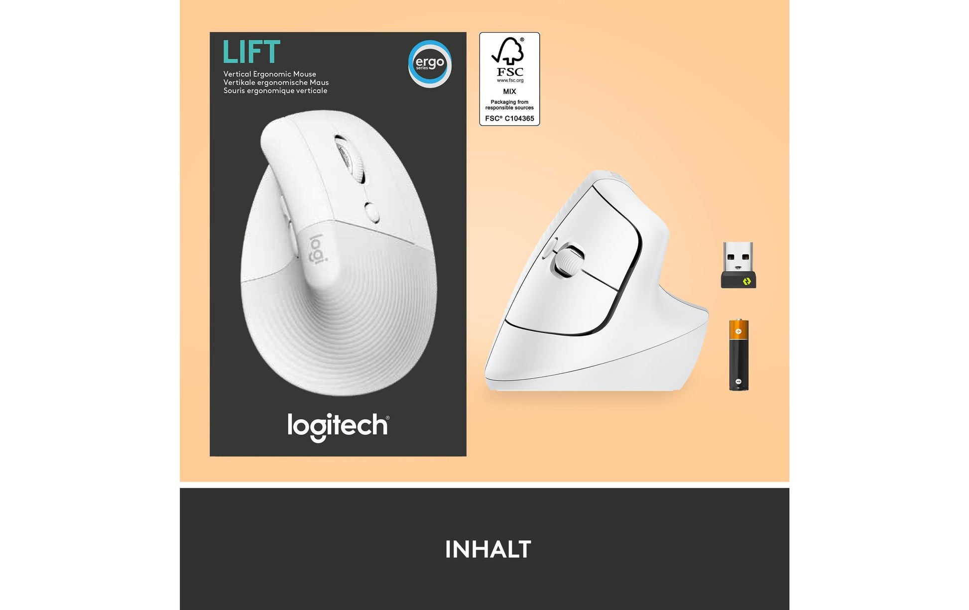 Logitech LIFT Maus – weiss/hellgrau