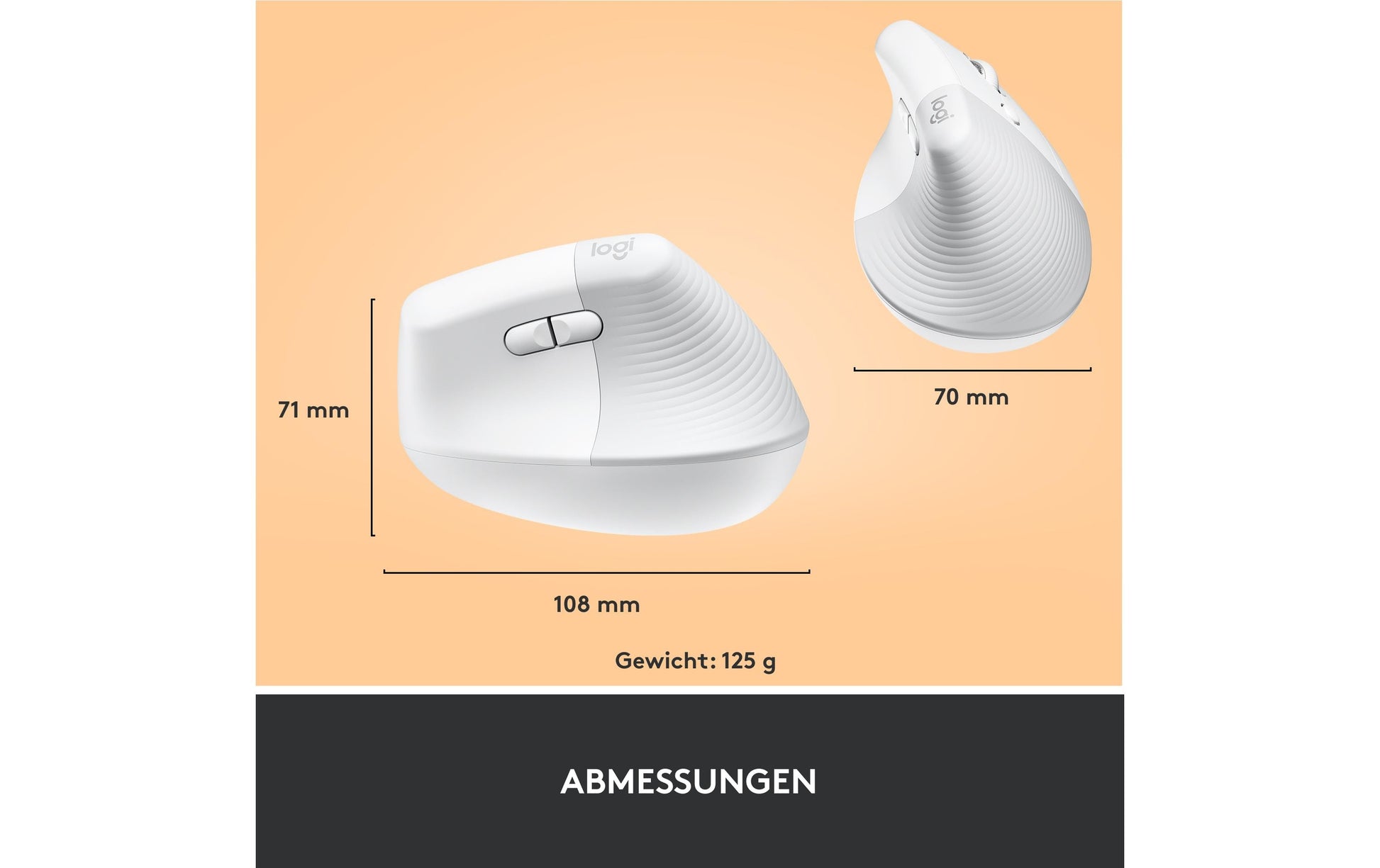 Logitech LIFT Maus – weiss/hellgrau