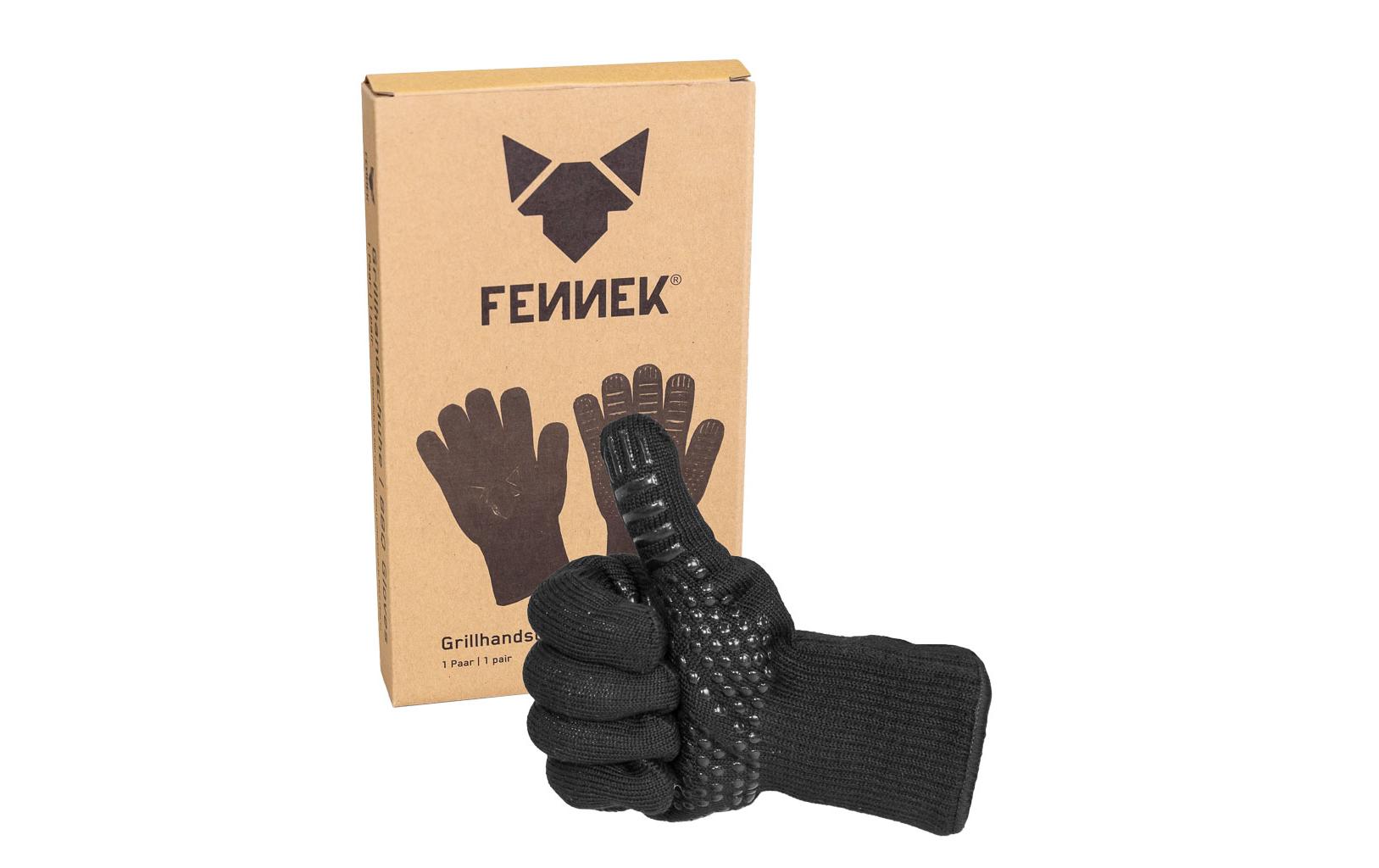 FENNEK Grillhandschuhe – Einheitsgrösse – Aramid/Silikon, Schwarz, Hitzebeständig bis 500 °C