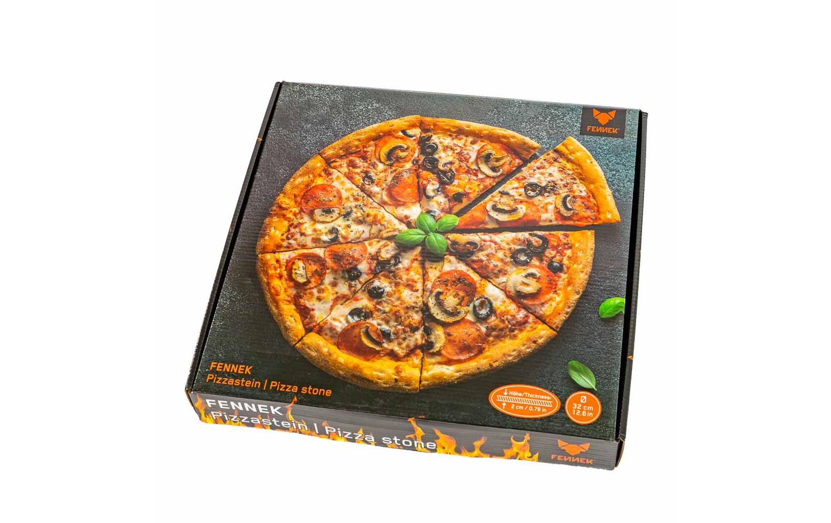 FENNEK Pizzastein Ø 32 × 2 cm, Cordierit, beige, für Holzkohle- und Gasgrills sowie Backofen