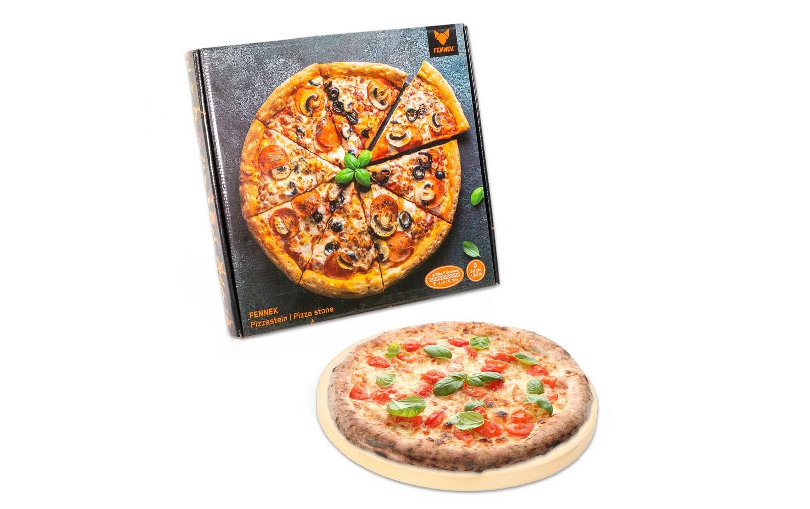 FENNEK Pizzastein Ø 32 × 2 cm, Cordierit, beige, für Holzkohle- und Gasgrills sowie Backofen