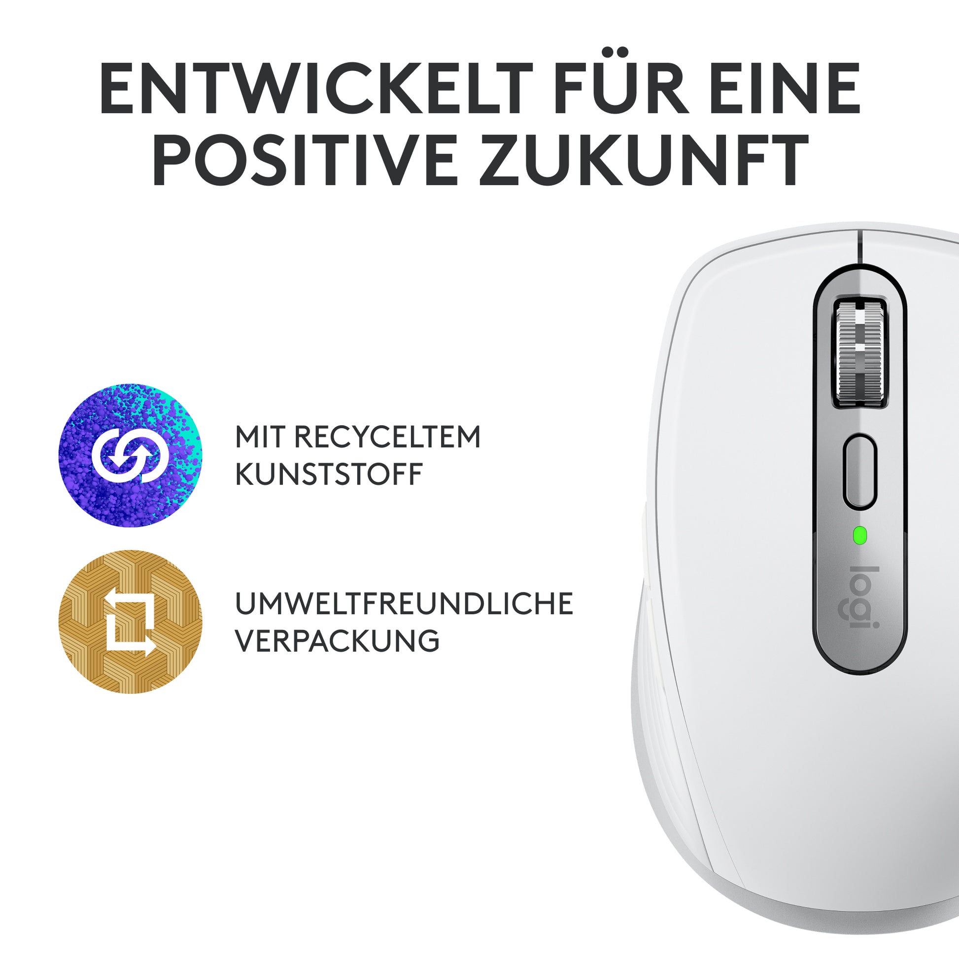 Logitech MX Anywhere 3S – Mobile Maus, rechts, Laser, 8000 DPI, Leises Klicken, Grau/Weiss