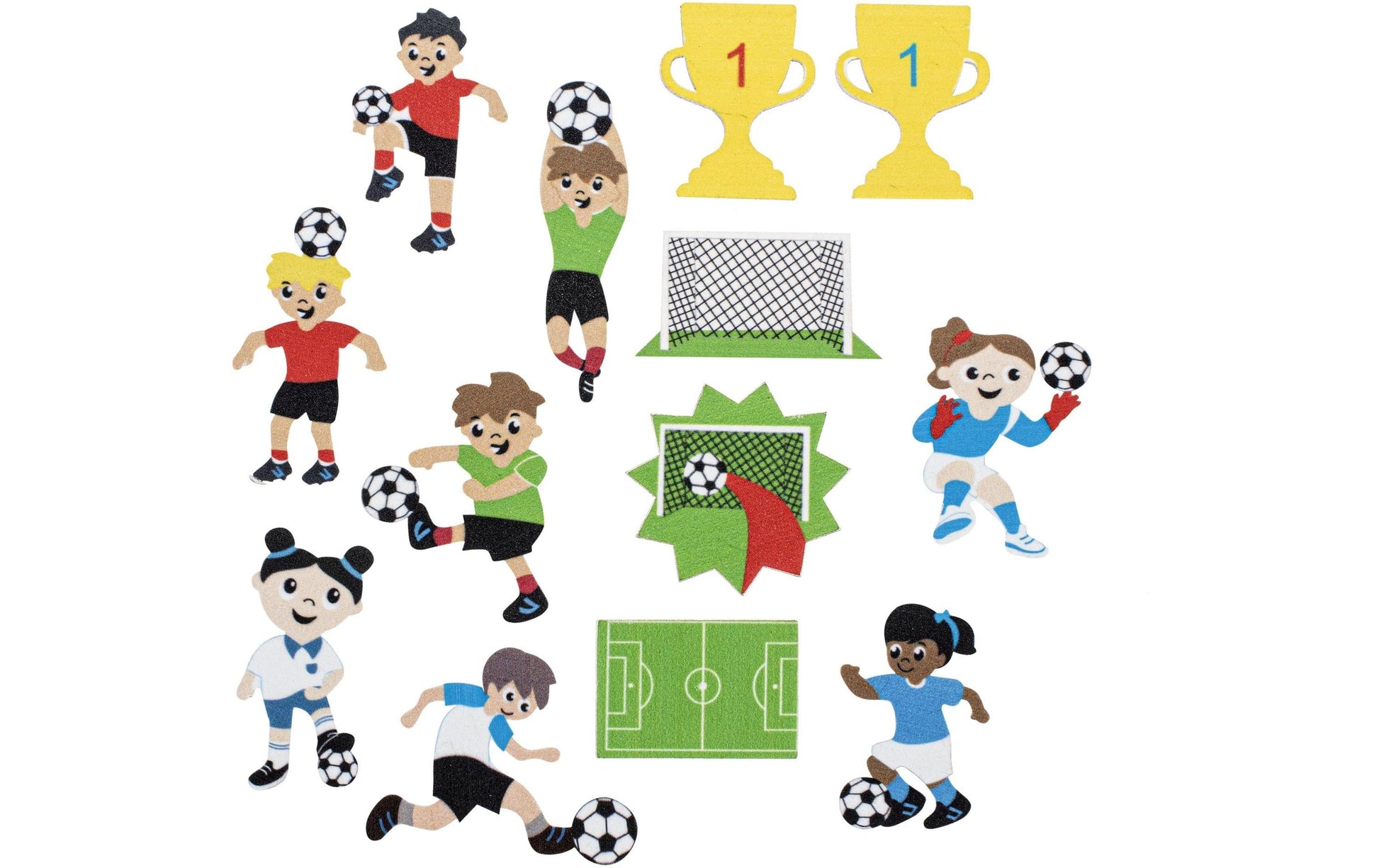 GLOREX Moosgummi-Sticker, Fussball, mehrfarbig, 29 Stk