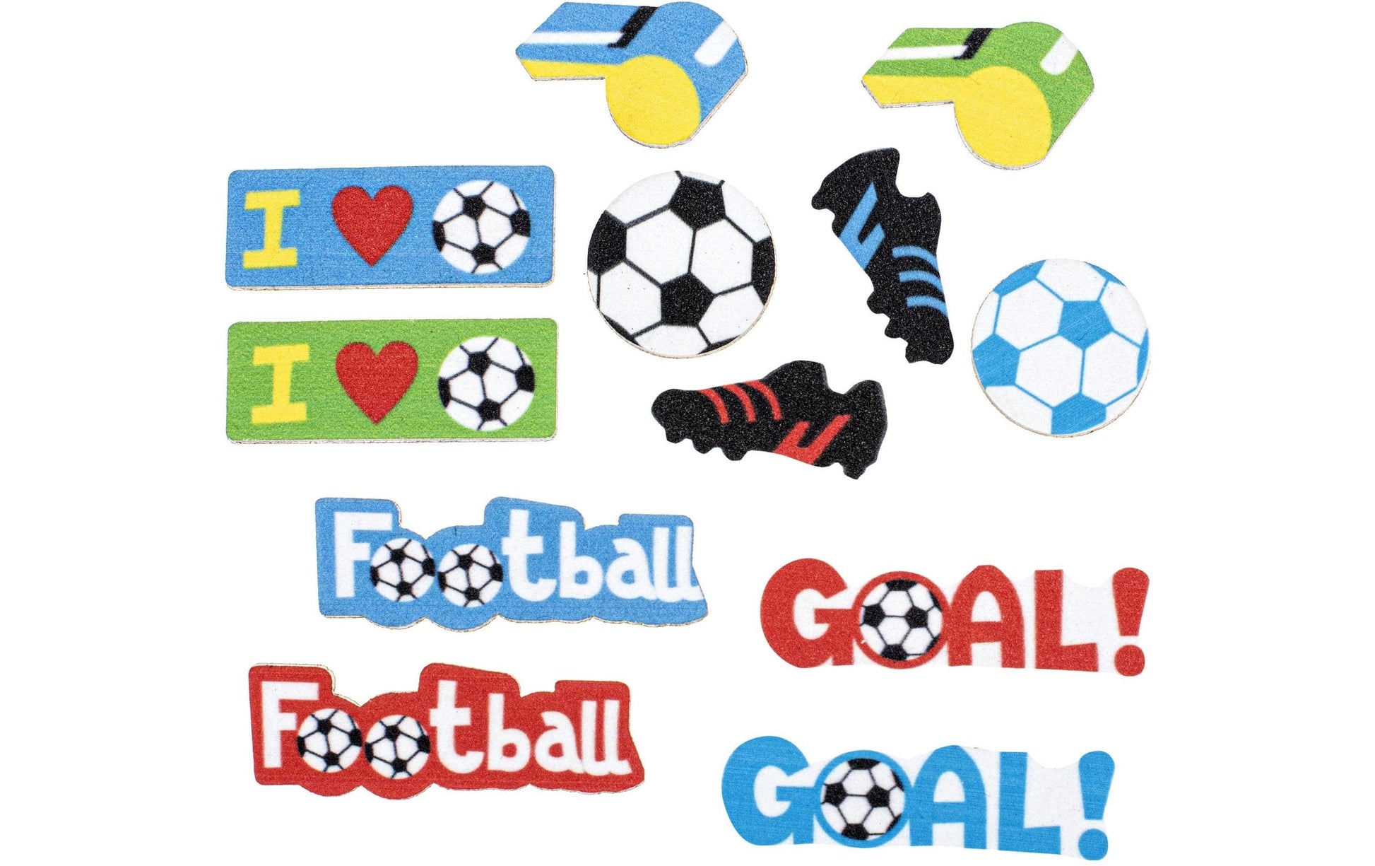 GLOREX Moosgummi-Sticker, Fussball, mehrfarbig, 29 Stk