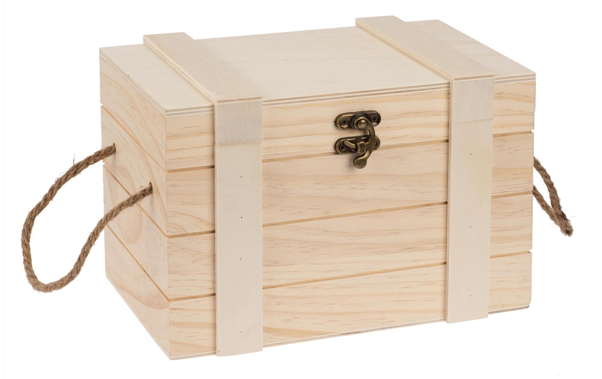 GLOREX Truhe – Holz – natur – 155 × 165 × 250 mm – verriegelbar