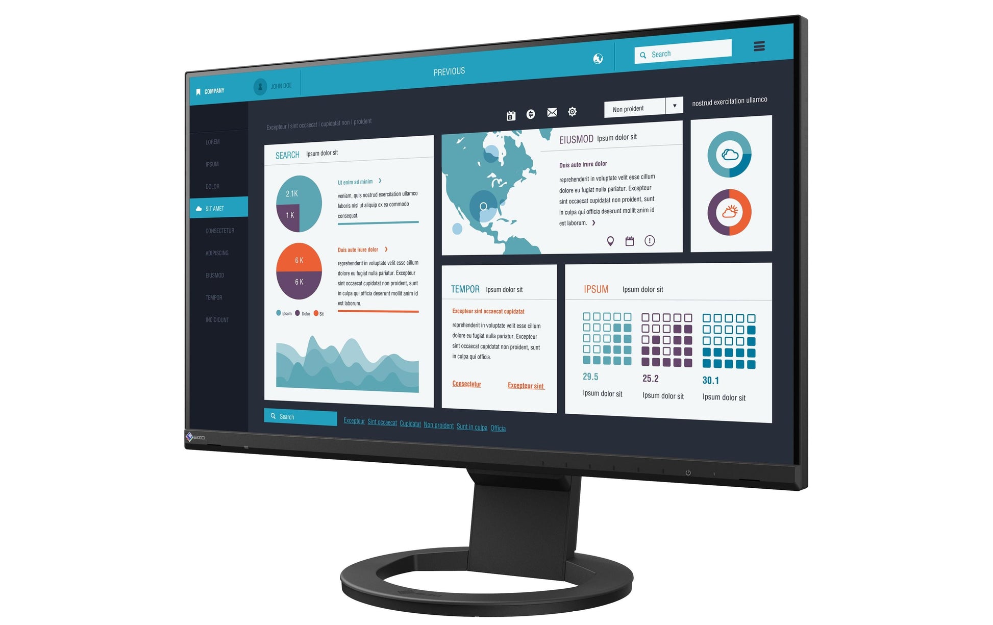 EIZO FlexScan EV2490-BK – Monitor, 23,8" 1920 × 1080 (Full HD), IPS, 60 Hz, 250 cd/m², Schwarz