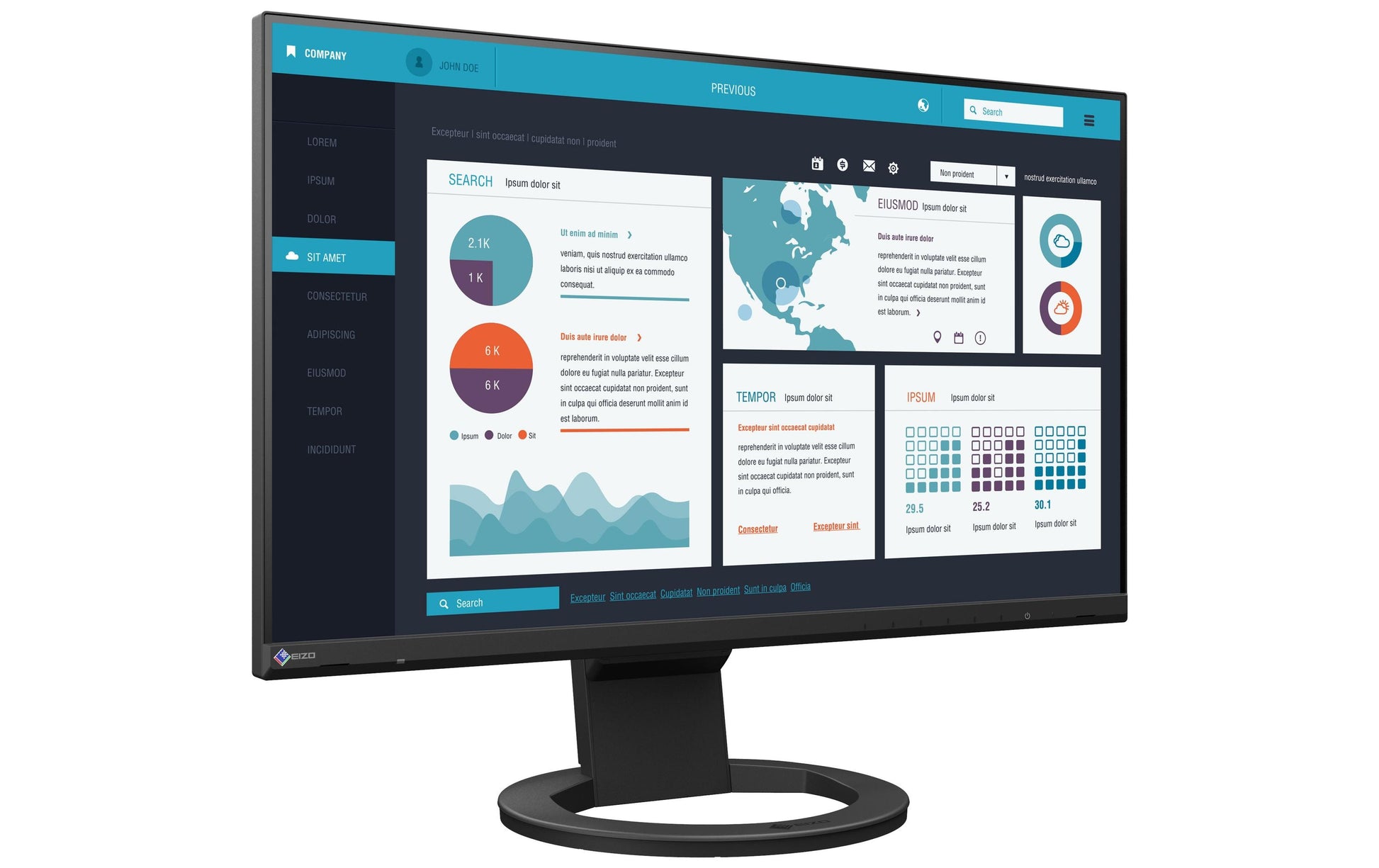 EIZO FlexScan EV2490-BK – Monitor, 23,8" 1920 × 1080 (Full HD), IPS, 60 Hz, 250 cd/m², Schwarz