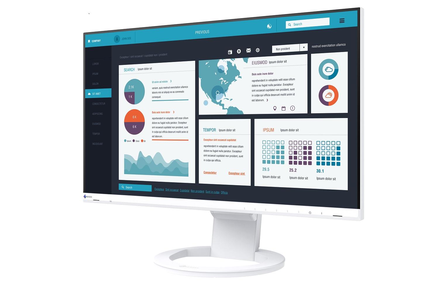 EIZO EV2490-Swiss Edition – Monitor, 23,8" 1920 × 1080 (Full HD), IPS, 60 Hz, 250 cd/m², VESA 100 × 100, Weiss