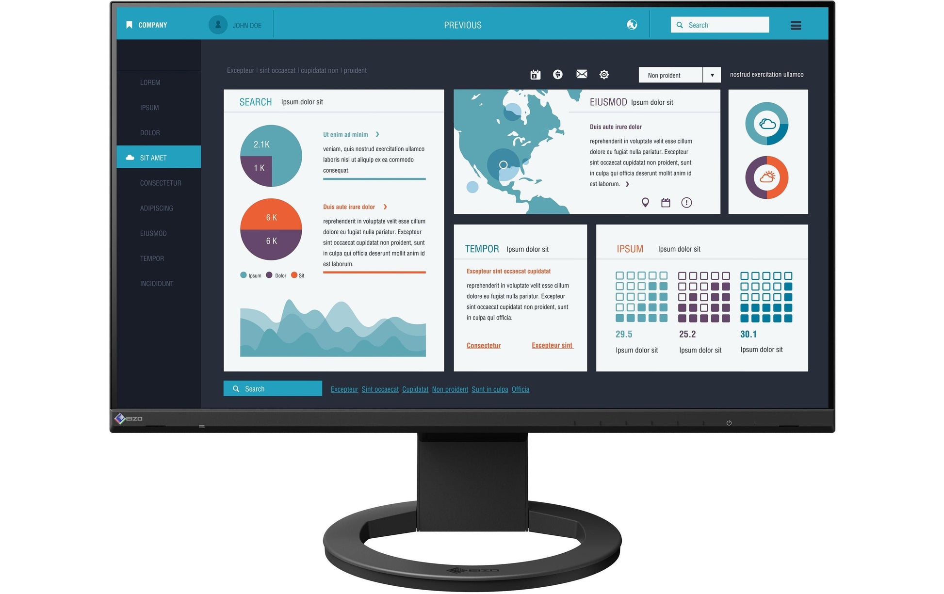 EIZO FlexScan EV2490-BK – Monitor, 23,8" 1920 × 1080 (Full HD), IPS, 60 Hz, 250 cd/m², Schwarz