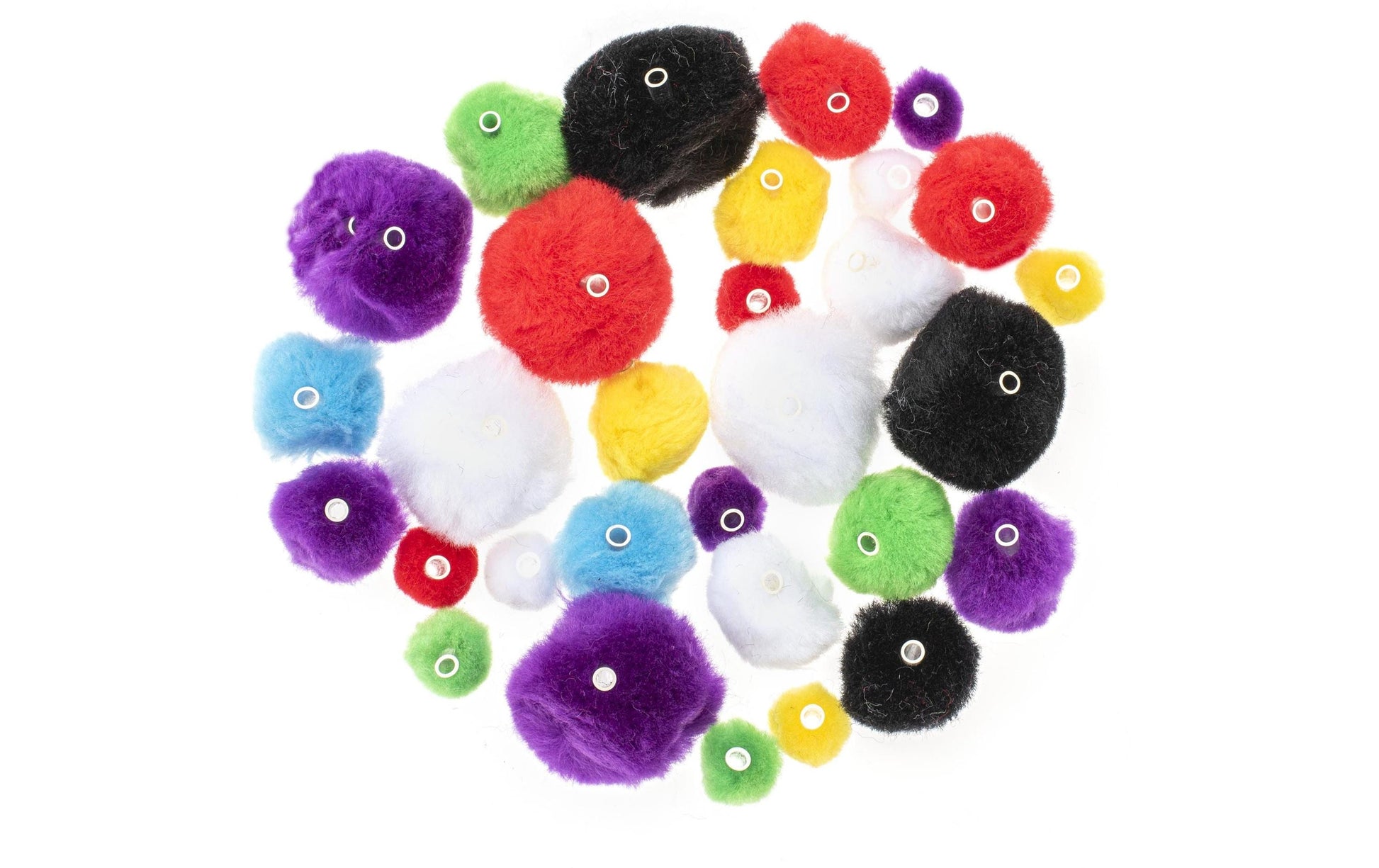 GLOREX Pompons, Textil, 15-35 mm, 48 Stk, Mehrfarbig