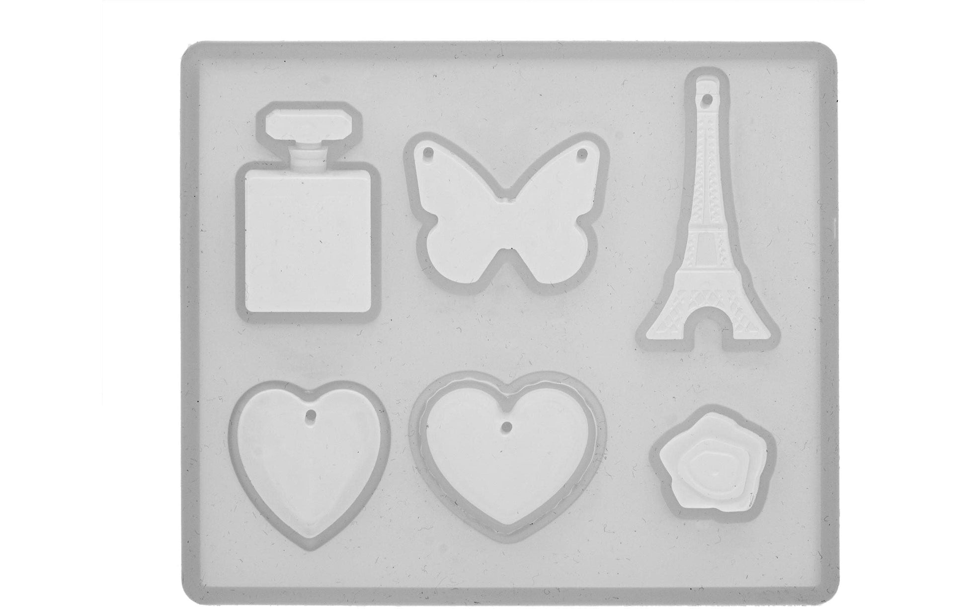 GLOREX Giessform – Herz, Eiffelturm – Silikon – 90 × 80 mm – 5-teilig
