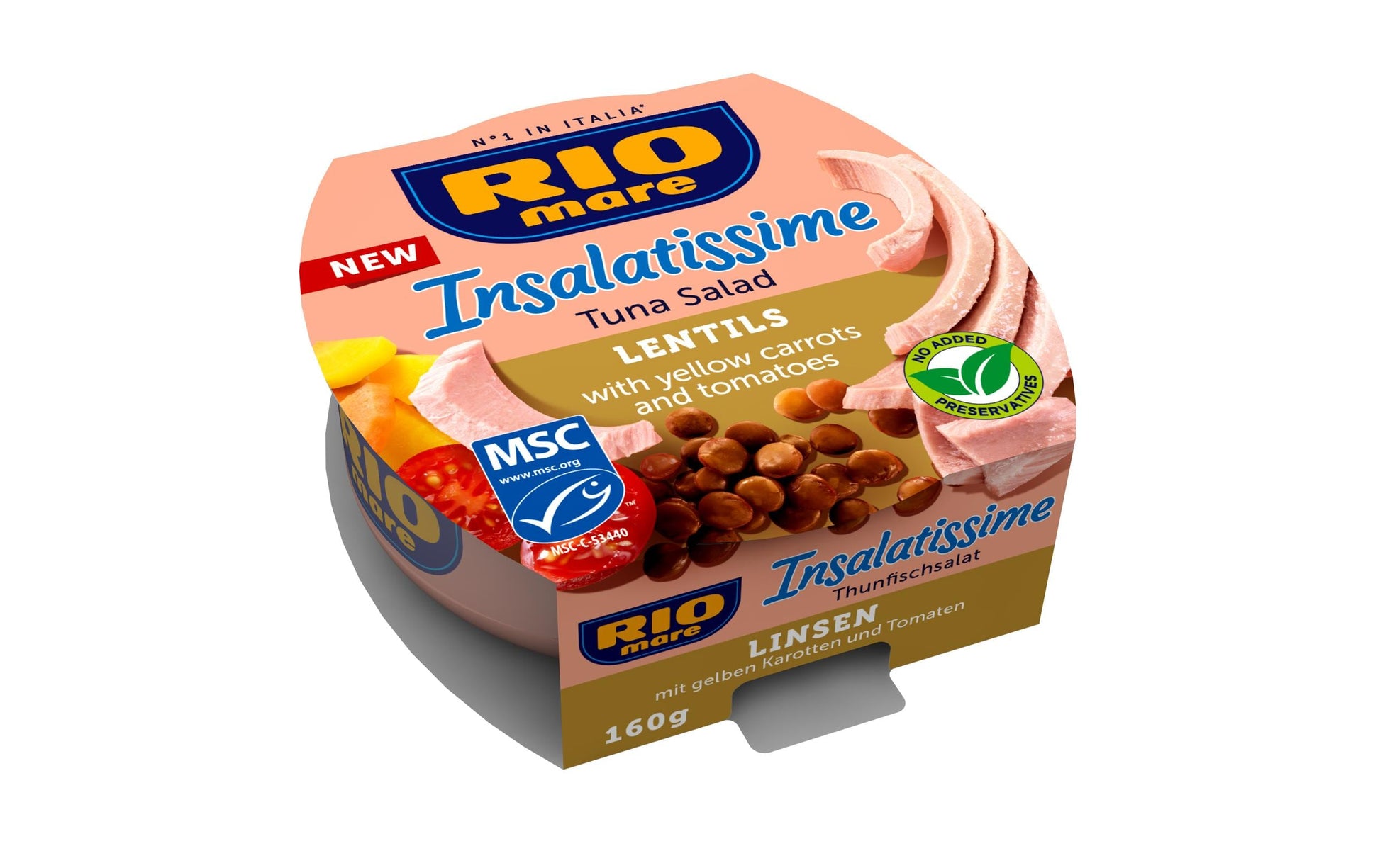 Rio Mare Insalatissime Thunfischsalat – Linsen mit gelben Karotten & Tomaten – 160 g