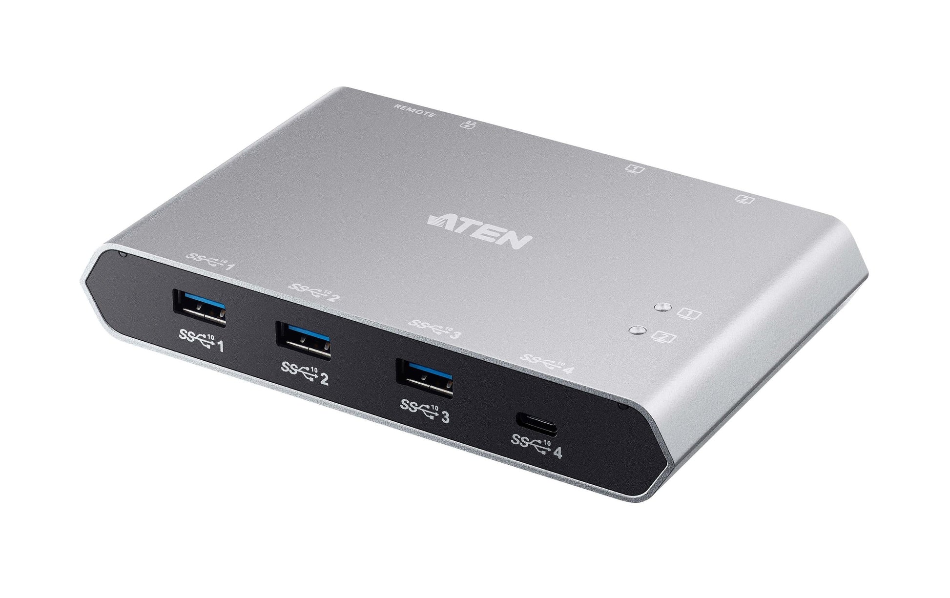 ATEN 2-Port USB-C Gen 2 Sharing Switch – Stromdurchgang, Silber