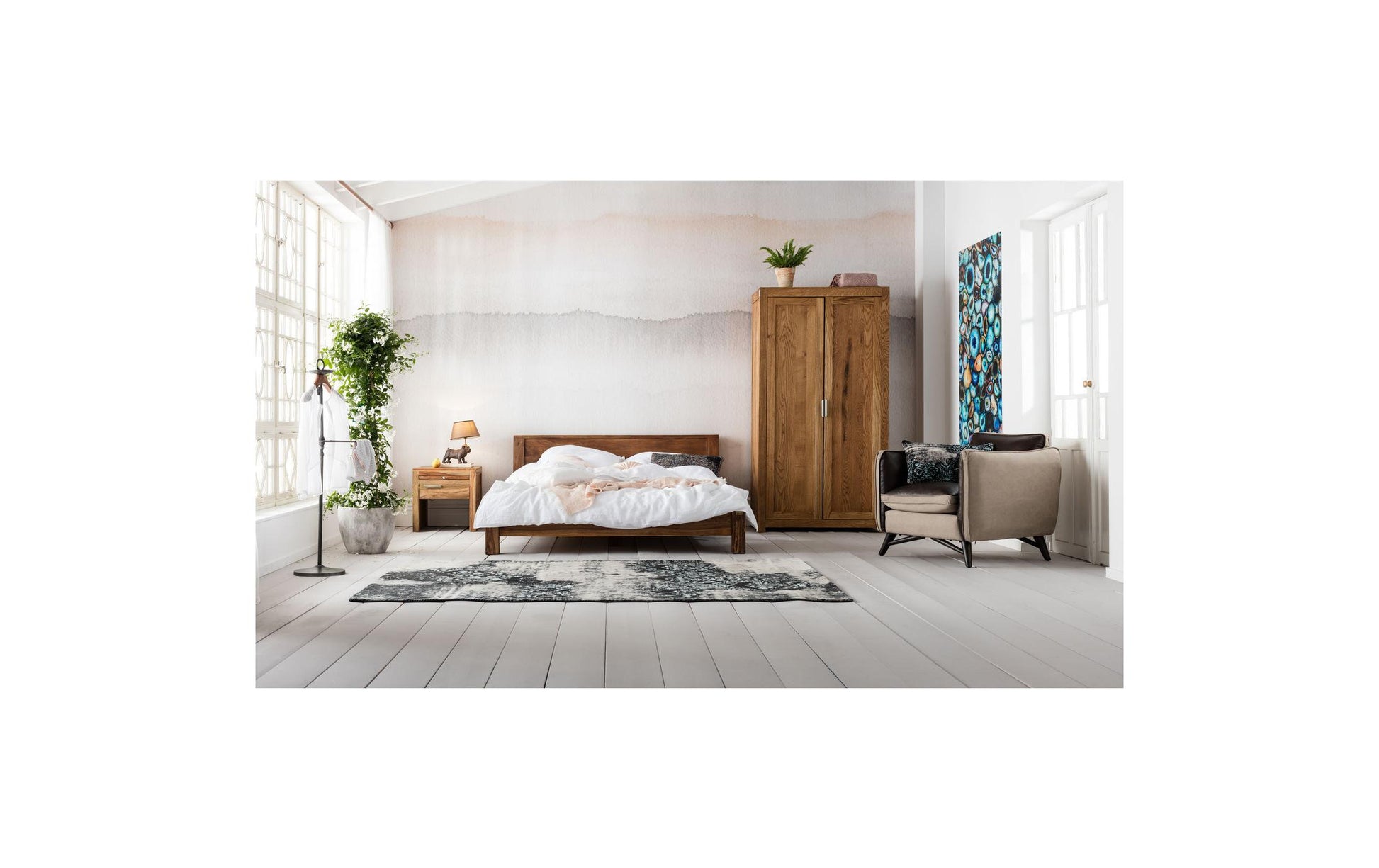 KARE Design Garderobenständer – Stahl/Mango, Schwarz/Braun, 49 × 29 × 124 cm