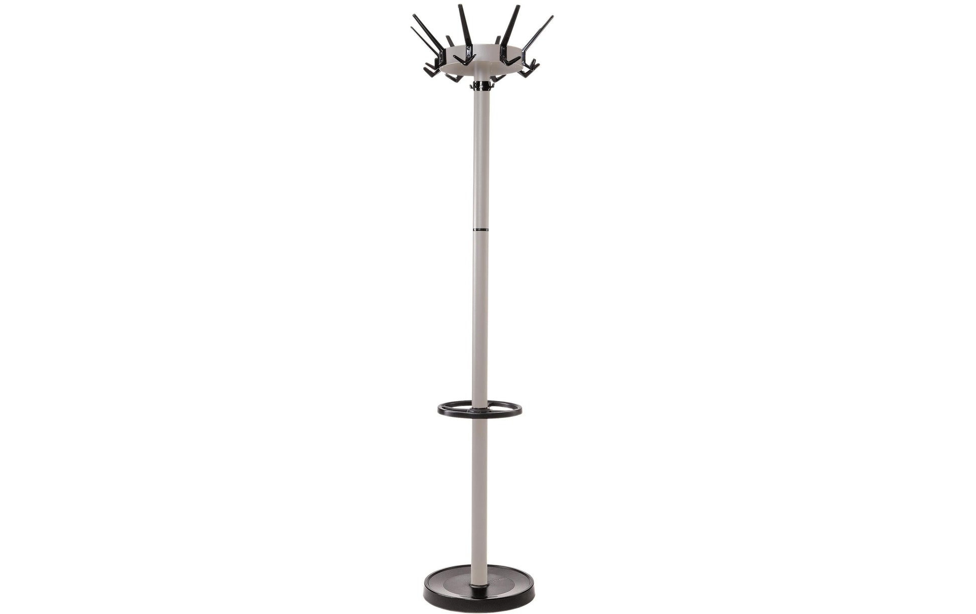 Maul Garderobenständer Caligo – Stahl, Silber, 172,5 cm, 20 Haken, mit Schirmhalter, drehbare Krone