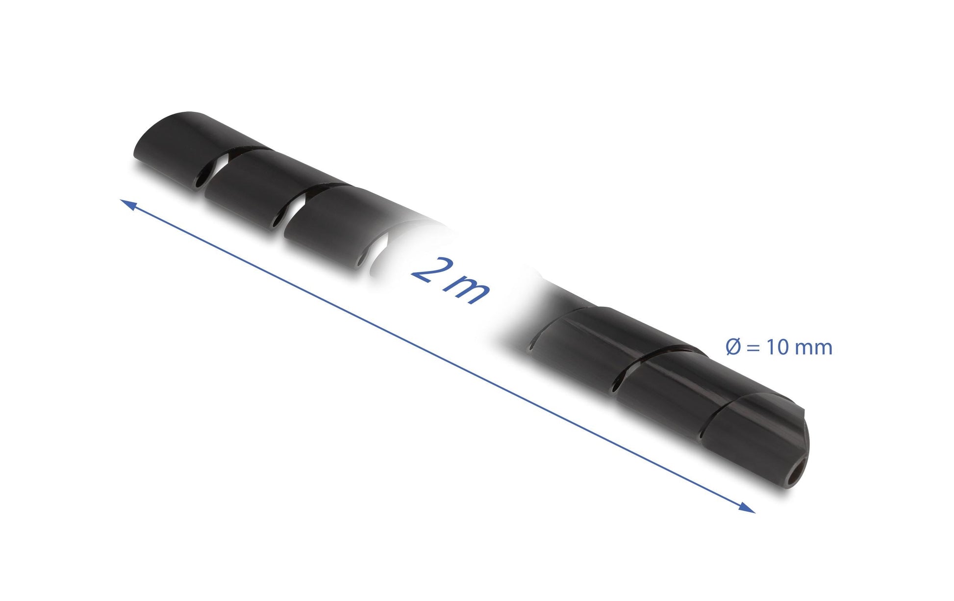 DeLOCK Kabelschlauch Ø 10 mm × 2 m, zuschneidbar – schwarz
