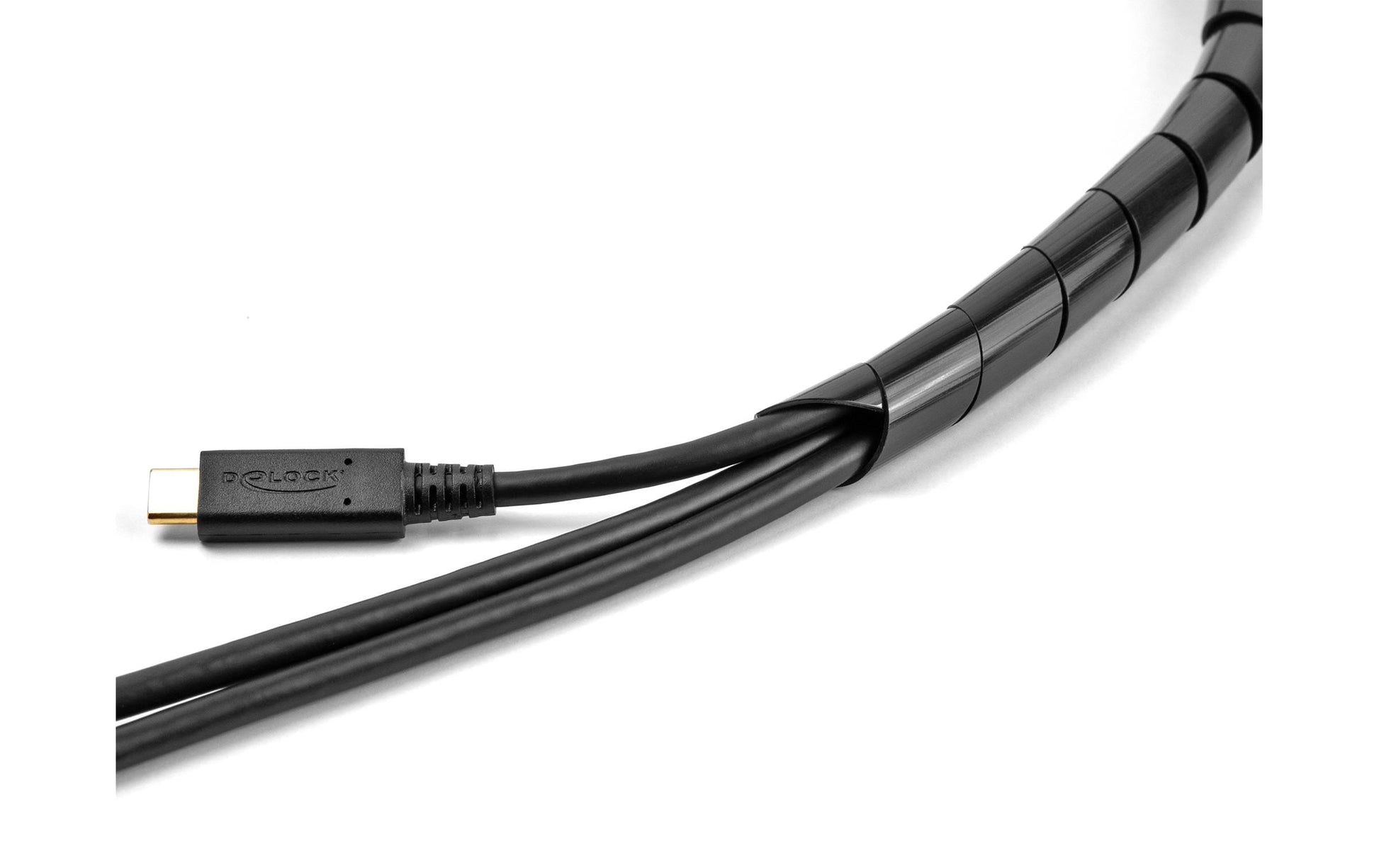 DeLOCK Kabelschlauch, Ø 14 mm, 2 m, zuschneidbar – schwarz