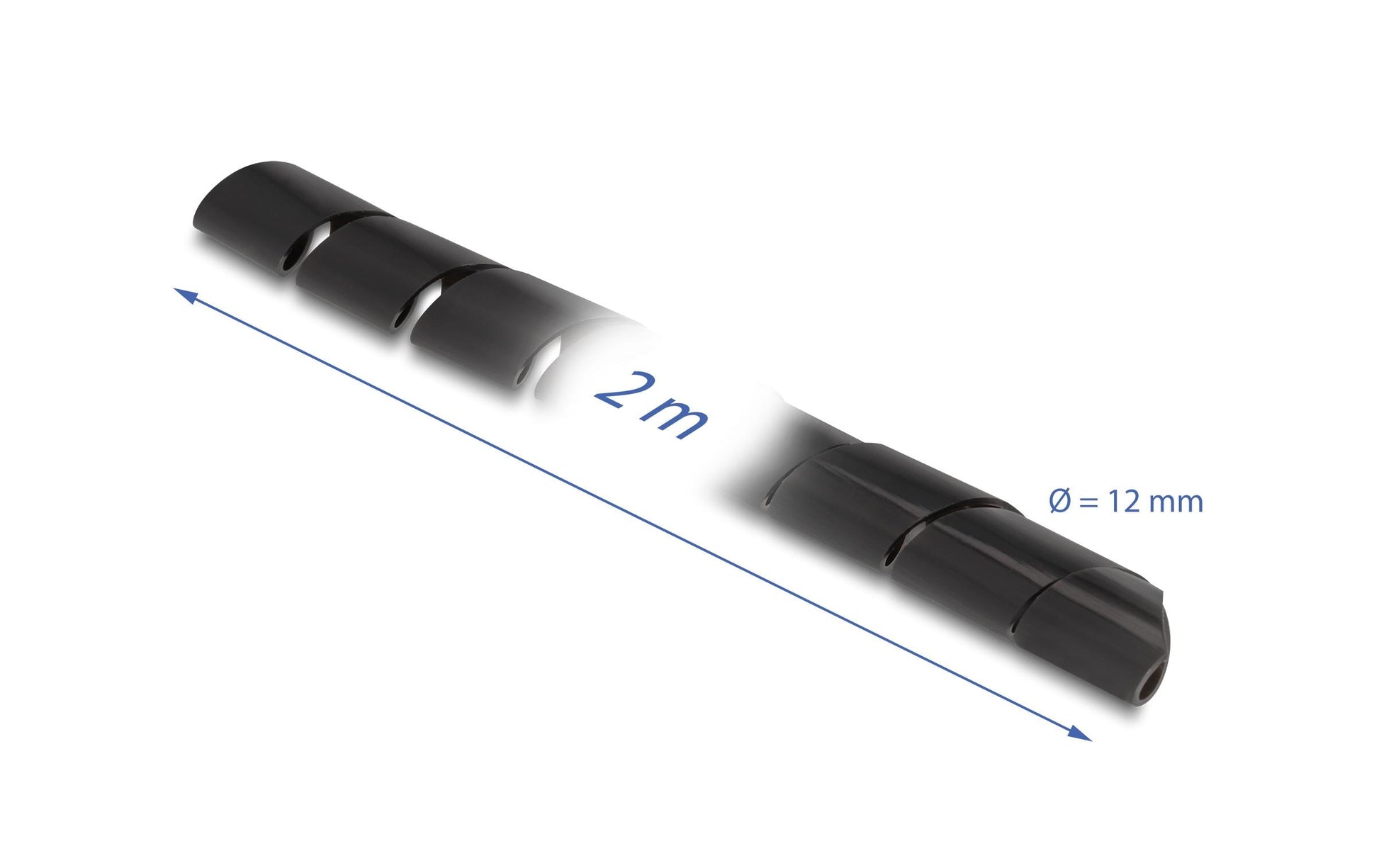 DeLOCK Kabelschlauch, Ø 12 mm × 2 m, wiederverwendbar – schwarz