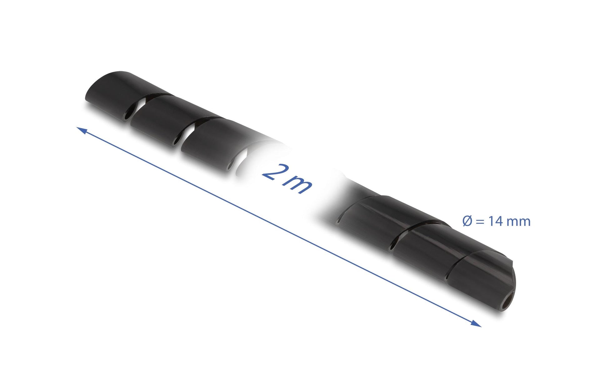 DeLOCK Kabelschlauch, Ø 14 mm, 2 m, zuschneidbar – schwarz
