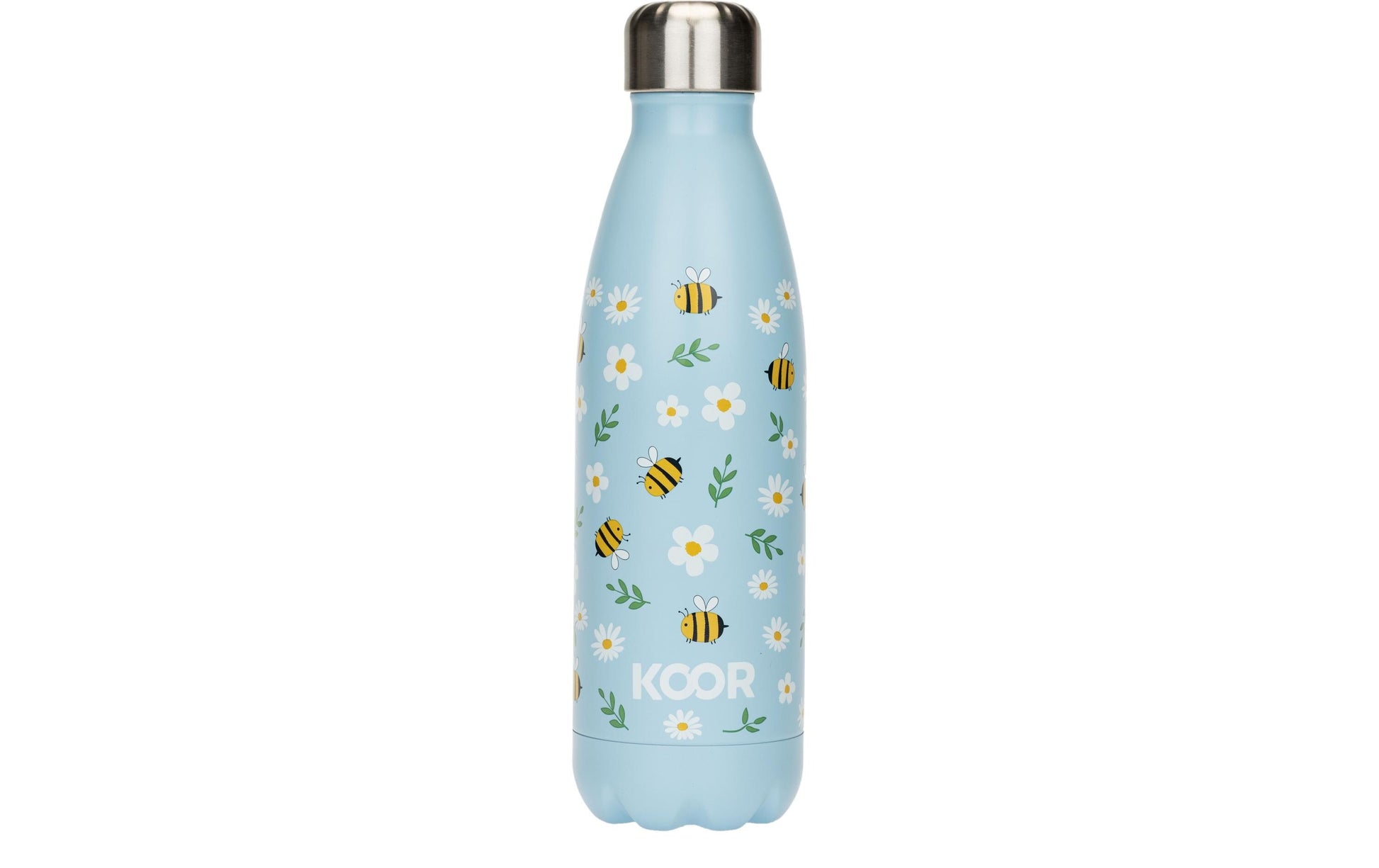 KOOR Isolierflasche 500 ml – Doppelwandig 12 h Heiss / 24 h Kalt, Edelstahl, Schraubdeckel, Bees and Flowers