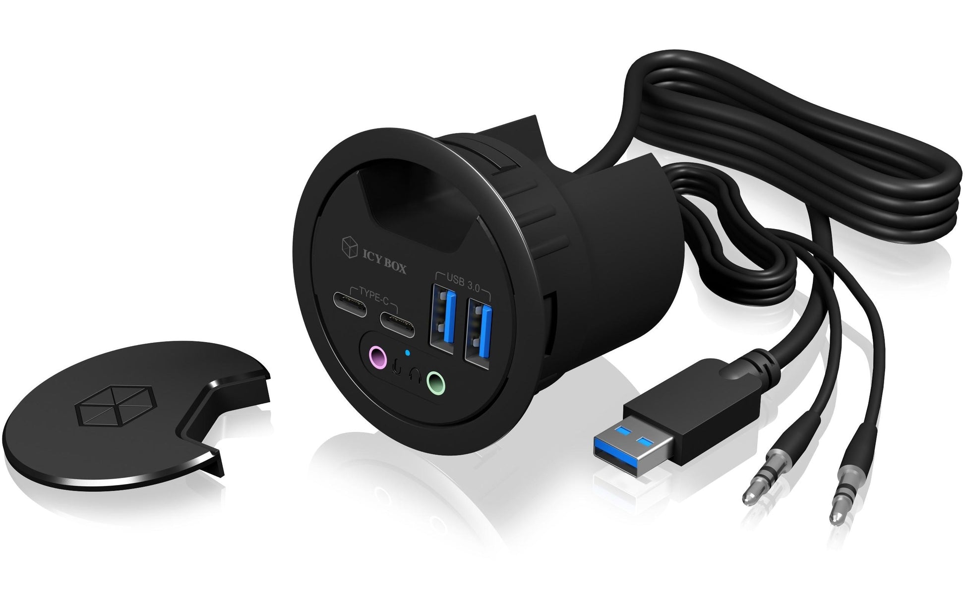 ICY BOX IB-Hub1403B USB-Hub – USB-A, 2× USB-C, 3,5 mm Audio