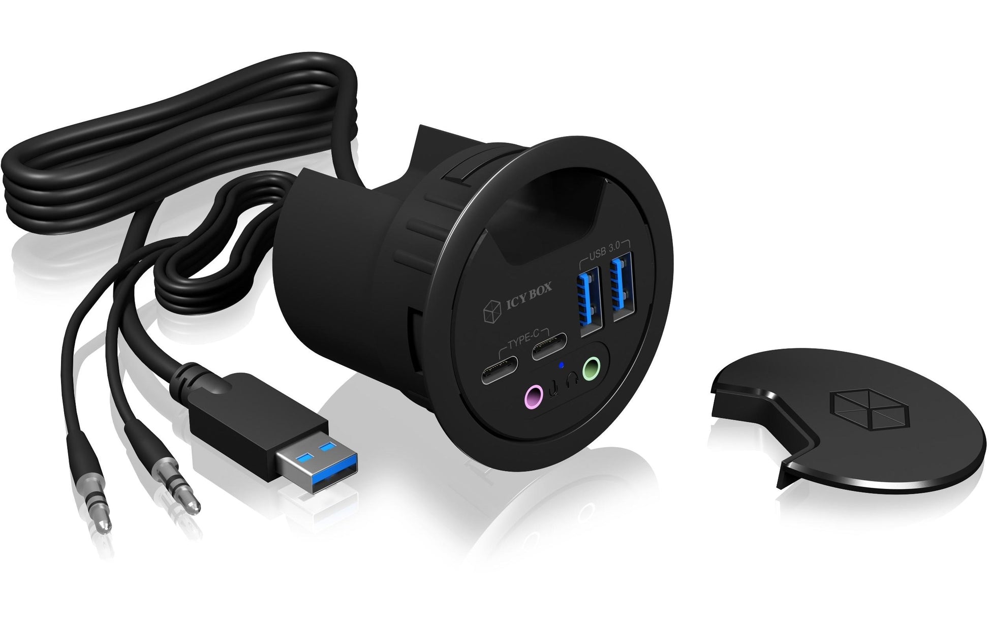 ICY BOX IB-Hub1403B USB-Hub – USB-A, 2× USB-C, 3,5 mm Audio