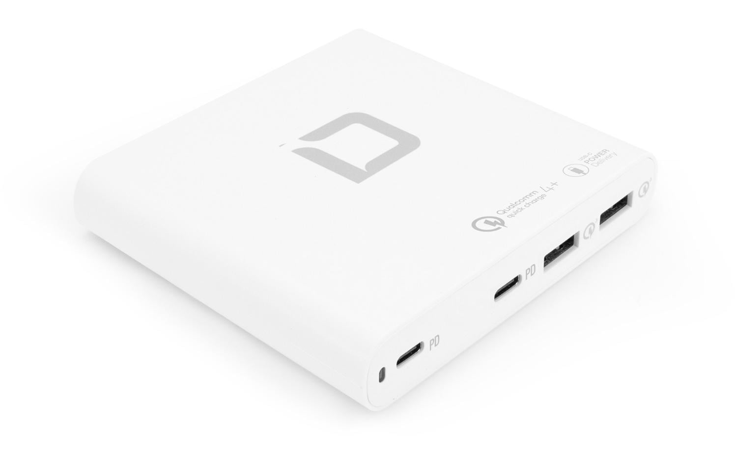 DICOTA D31893 Netzteil (EU, UK) – 120 W, 2× USB-C + 2× USB-A, PD, QC – für Laptops, Smartphones, Tablets