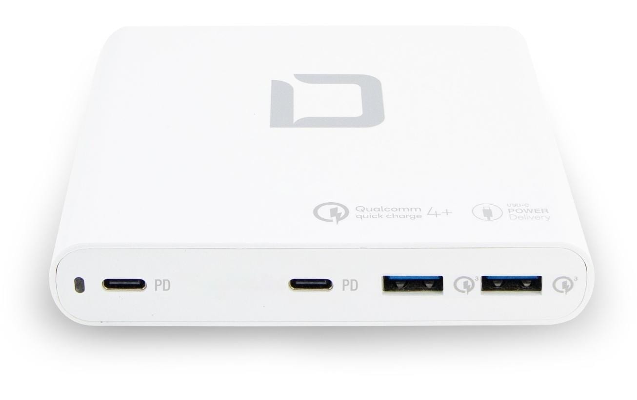 DICOTA D31893 Netzteil (EU, UK) – 120 W, 2× USB-C + 2× USB-A, PD, QC – für Laptops, Smartphones, Tablets