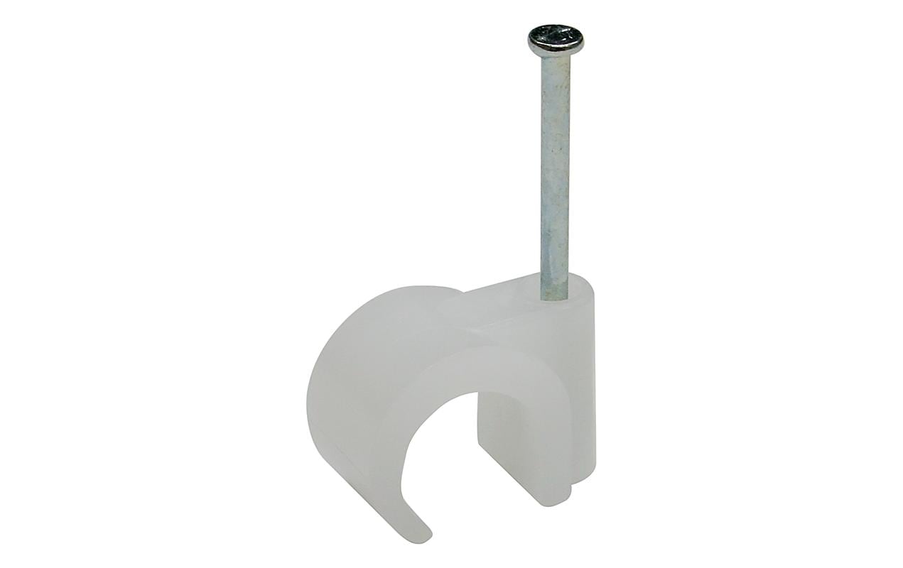 Steffen Kabelbinder, Ø 11–15 mm, 25er-Pack, mit Nagel, Kunststoff – weiss