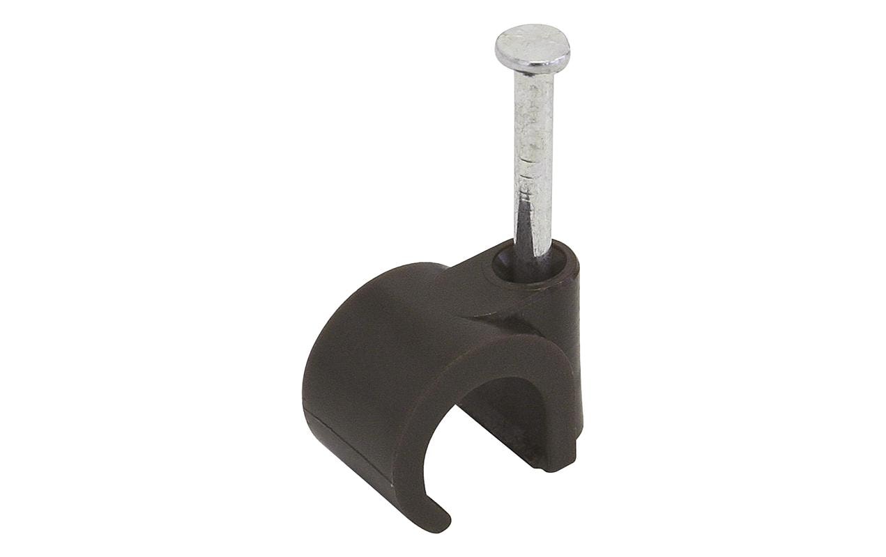 Steffen Kabelhalter mit Nagel, Ø 10 mm, 25er-Pack – für Kabel 8–10 mm – Braun