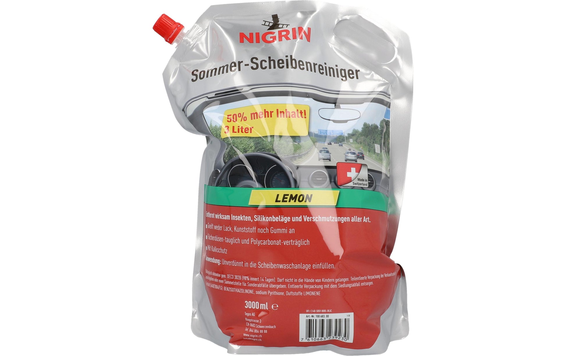 Nigrin Glasreiniger Lemon – für Windschutzscheibe – 3 l