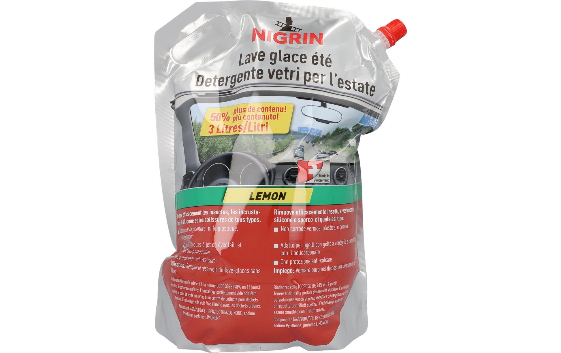Nigrin Glasreiniger Lemon – für Windschutzscheibe – 3 l