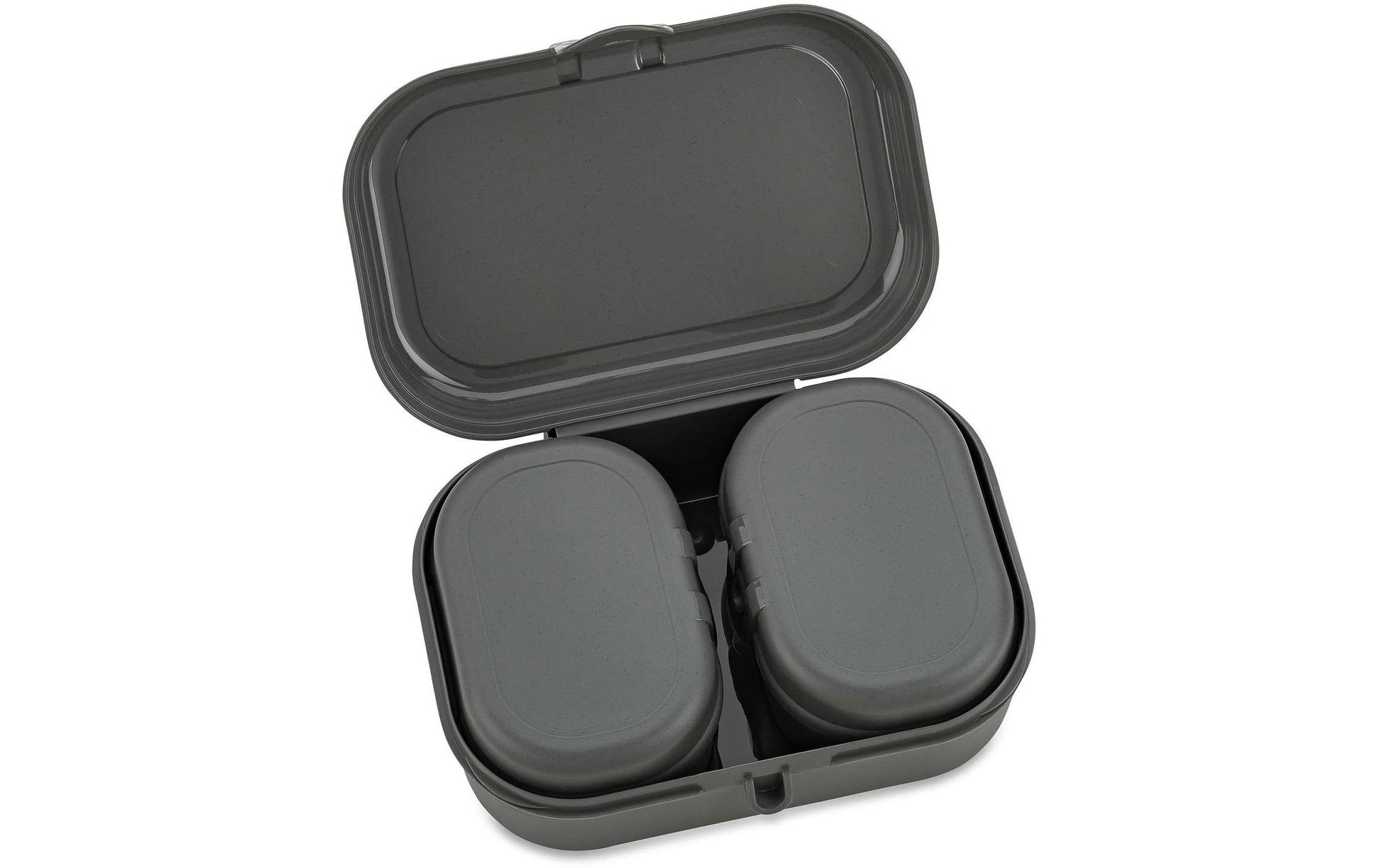 koziol Lunchbox 10,8 × 15,1 × 6 cm, Biokunststoff, grau, 3-teilig, BPA-frei