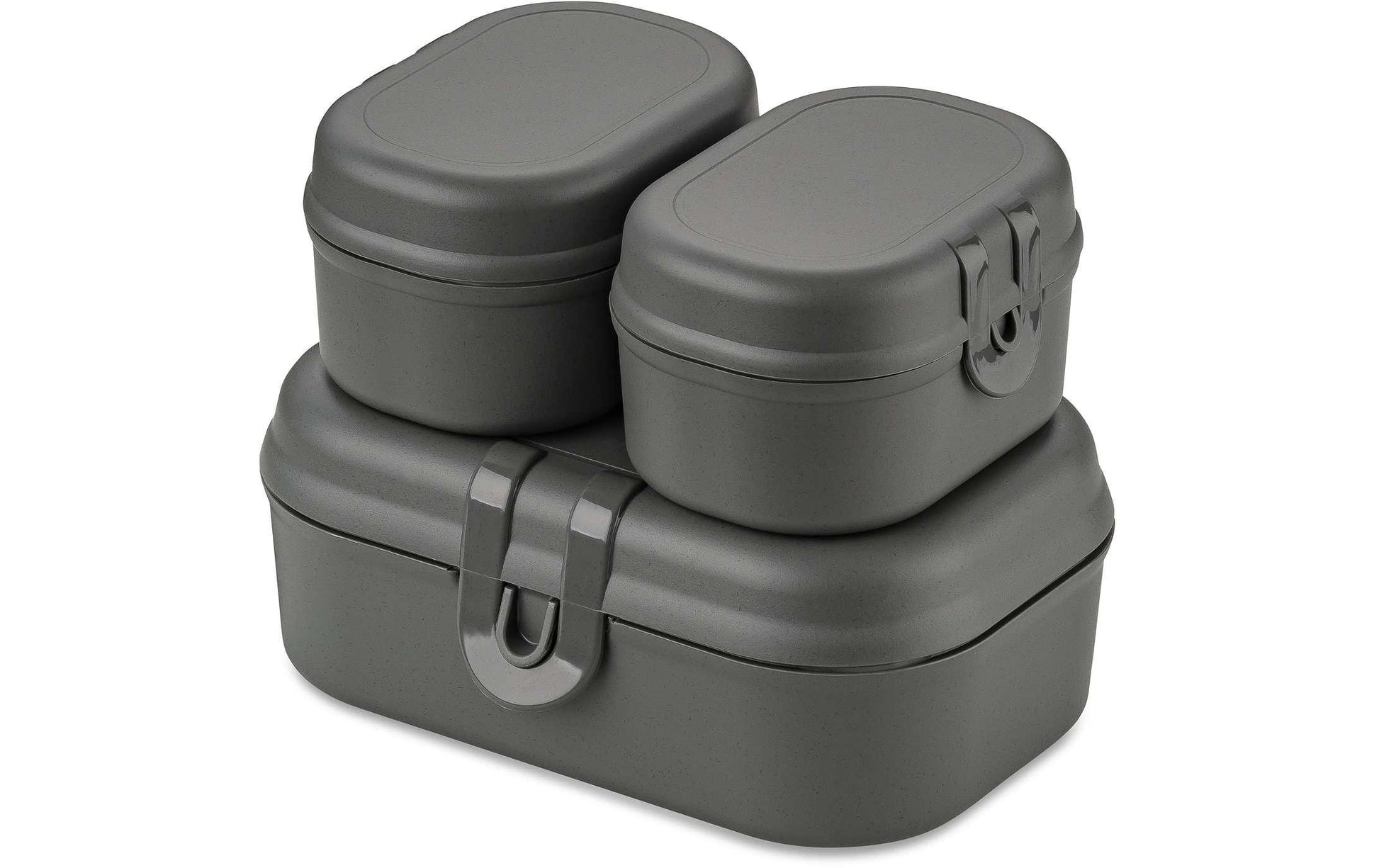 koziol Lunchbox 10,8 × 15,1 × 6 cm, Biokunststoff, grau, 3-teilig, BPA-frei