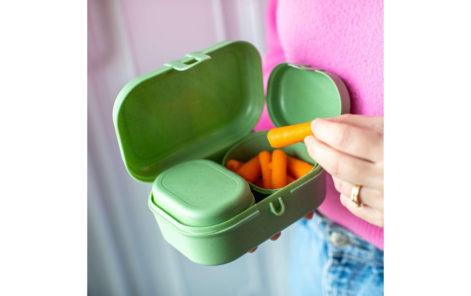 Koziol Lunchbox Pascal ready mini – 3er Set, 10,8 × 15,1 × 6,0 cm, Kunststoff (biozirkulär), spülmaschinenfest