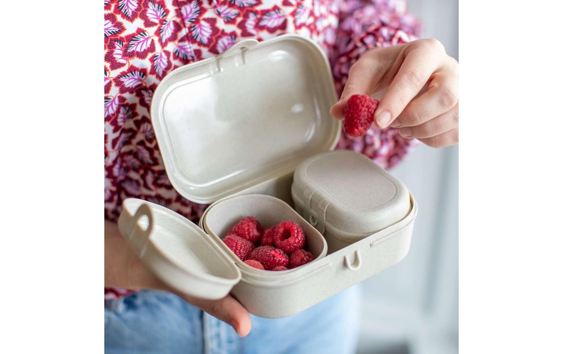 Koziol Pascal ready mini – Lunchbox 10,8 × 15,1 × 6 cm, Biokunststoff, BPA-frei, 3-teilig