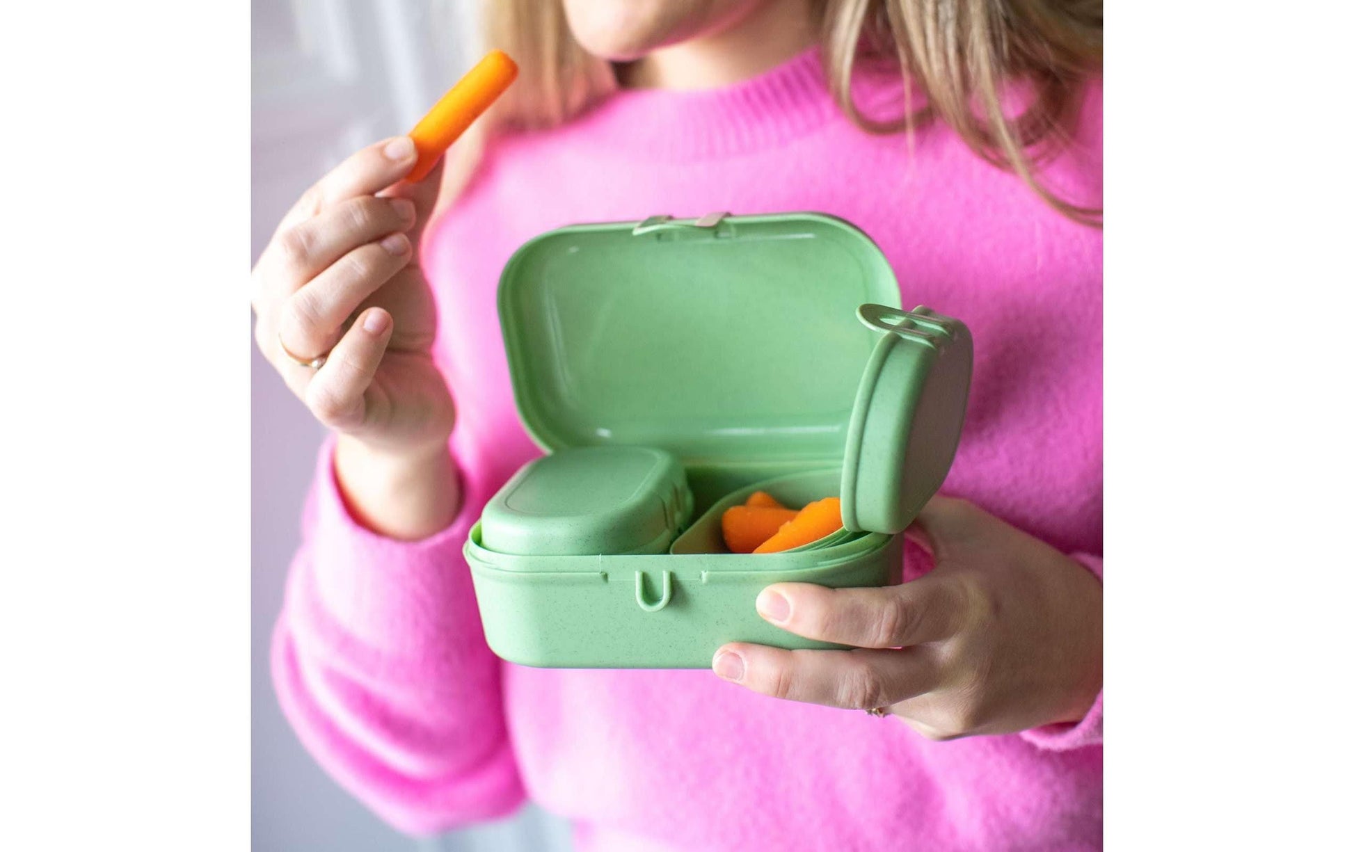 Koziol Lunchbox Pascal ready mini – 3er Set, 10,8 × 15,1 × 6,0 cm, Kunststoff (biozirkulär), spülmaschinenfest