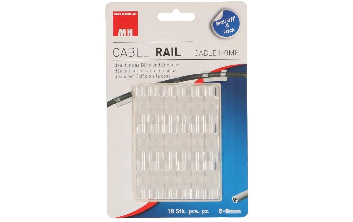 Max Hauri AG Max Hauri – Kabelclips 8 mm, transparent, 18 Stück