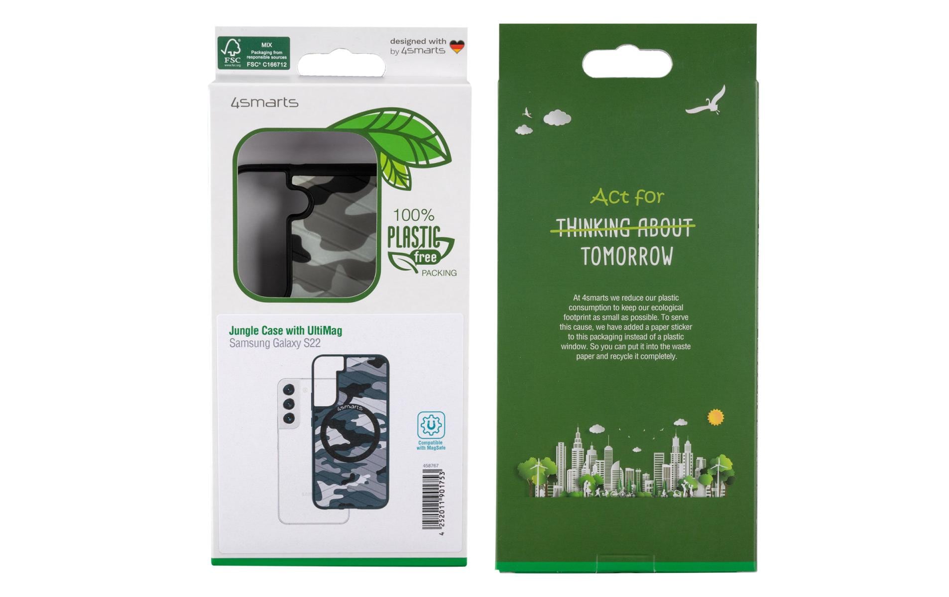 4smarts Jungle Backcover – für Samsung Galaxy S22, Kohlefaser, Grau, Camouflage