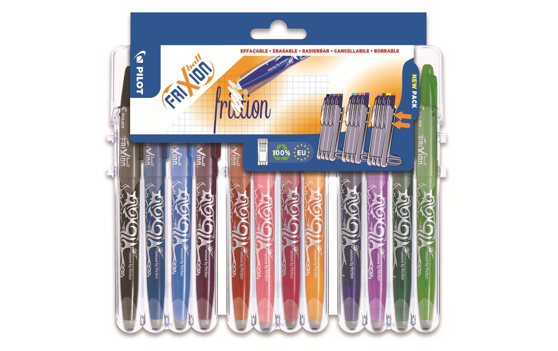 Pilot FriXion Ball Set2Go – Tintenroller-Set, radierbar, 0,7 mm, farbig sortiert, 12er Pack