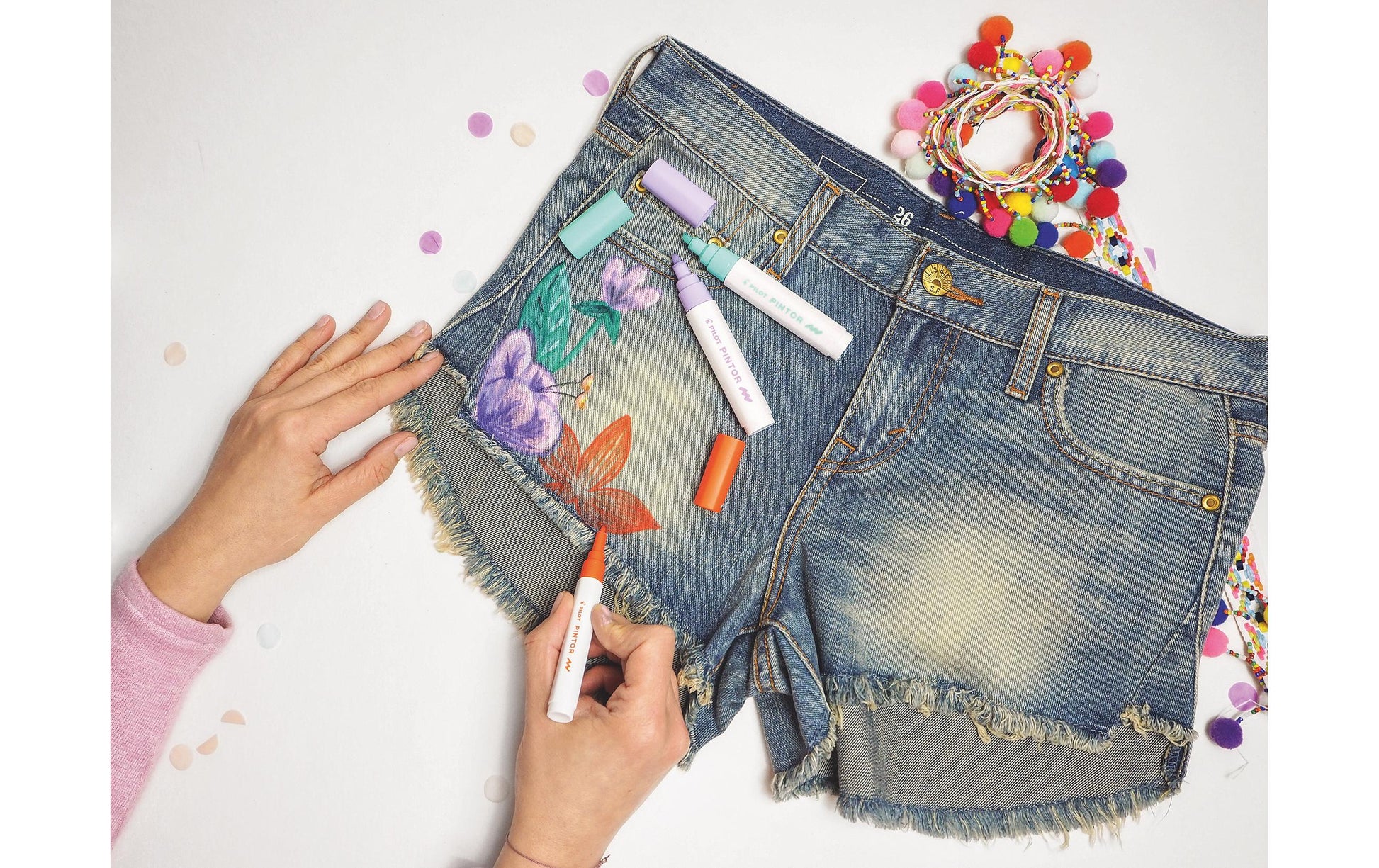 Pilot Pintor Permanentmarker – Pinselspitze/Feine Spitze – Weiss – 4er-Set – für Keramik