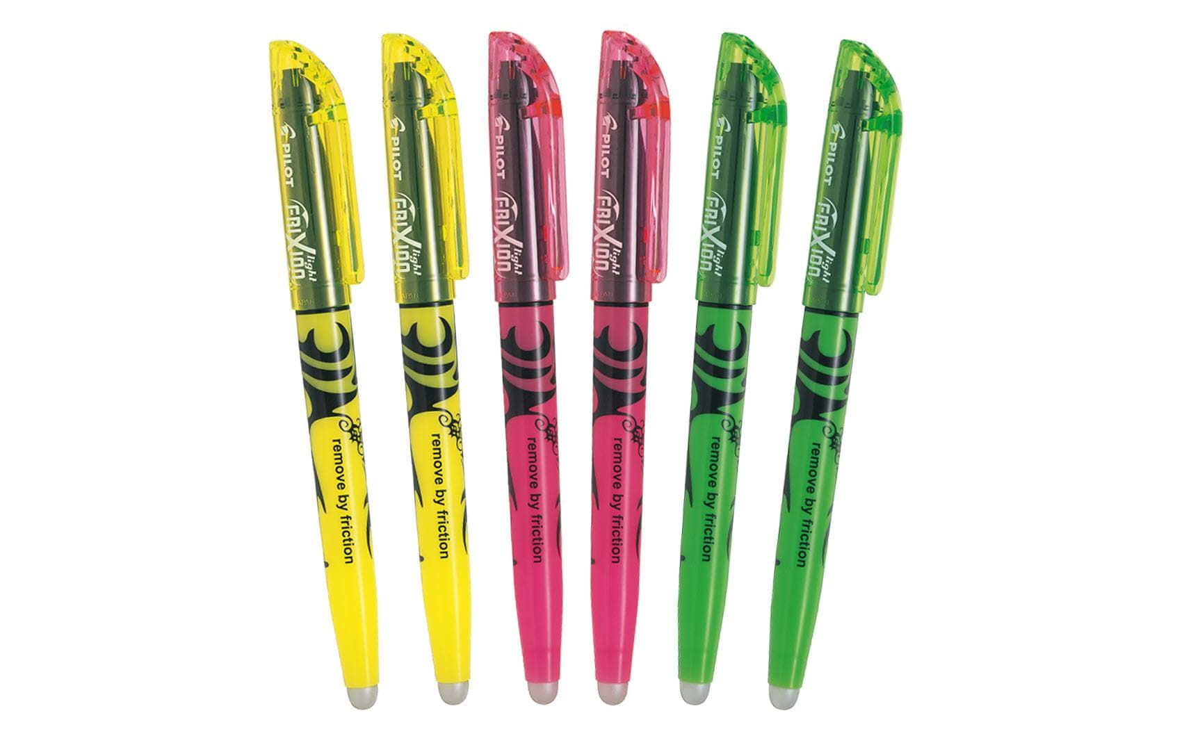 Pilot FriXion Light Textmarker – 6er Set, Farben: Grün/Pink/Gelb, Spitze 3,3 mm, radierbar