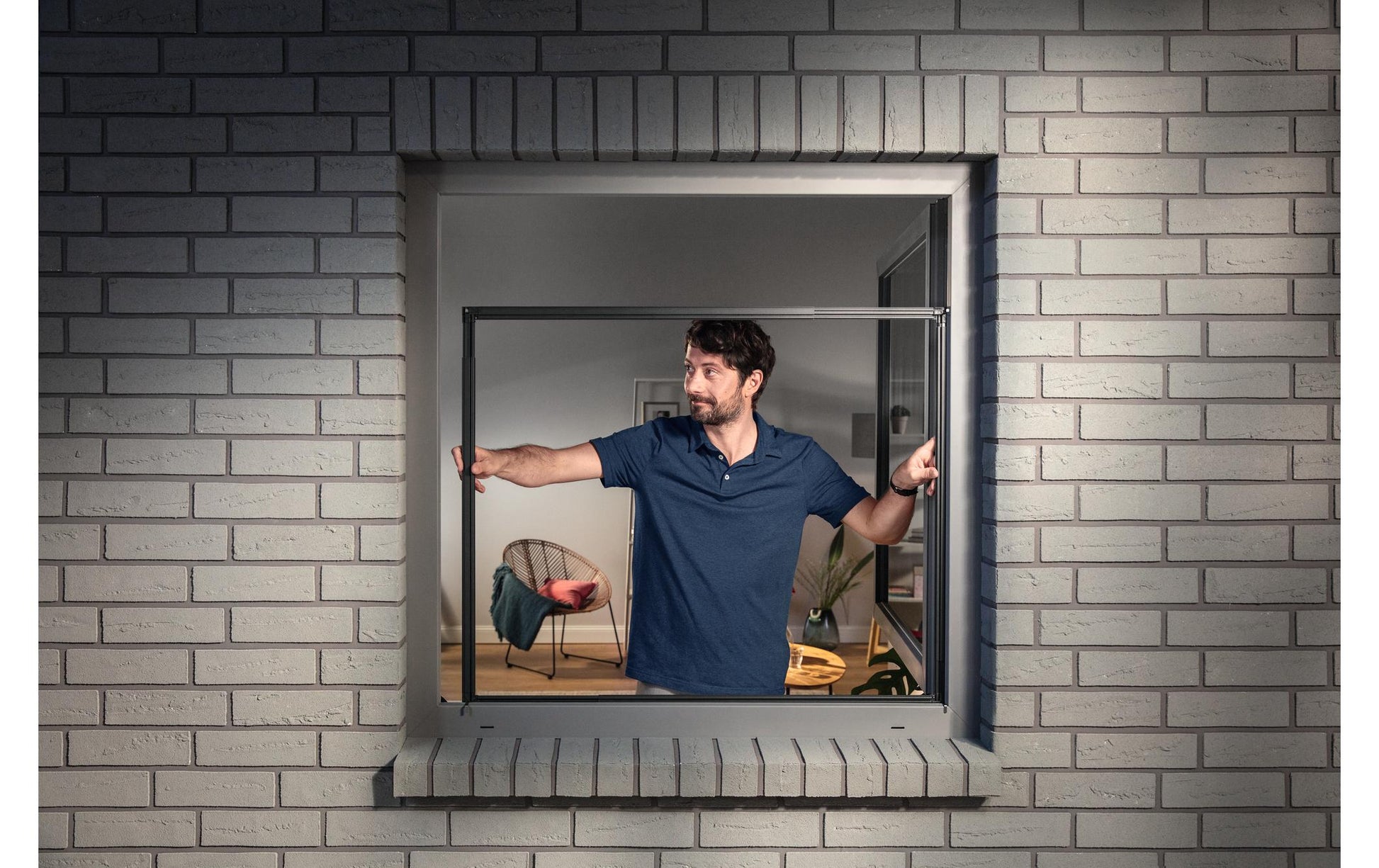tesa Fliegengitter, faltbar – für Fenster – 80 × 80 bis 140 × 140 cm – weiss
