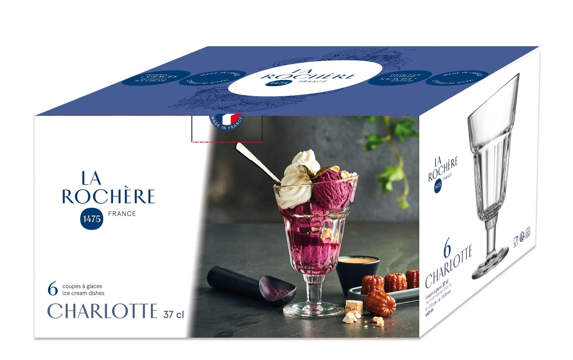 La Rochère Dessert-Schale – 6er Set, 370 ml, Ø 10,4 cm, Glas, Transparent, spülmaschinenfest, für Eiscreme