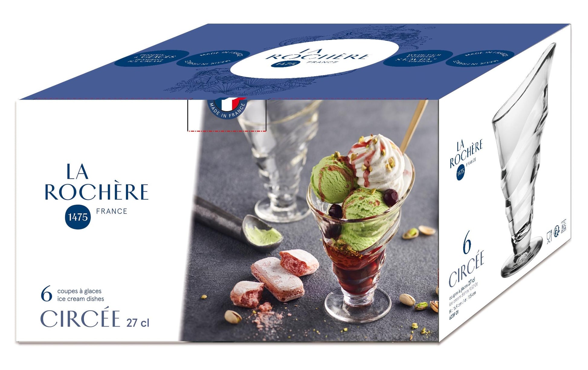 La Rochère Eisbecher – 6er Set, 270 ml, Ø 11,5 cm, H 16,5 cm, Glas, spülmaschinenfest