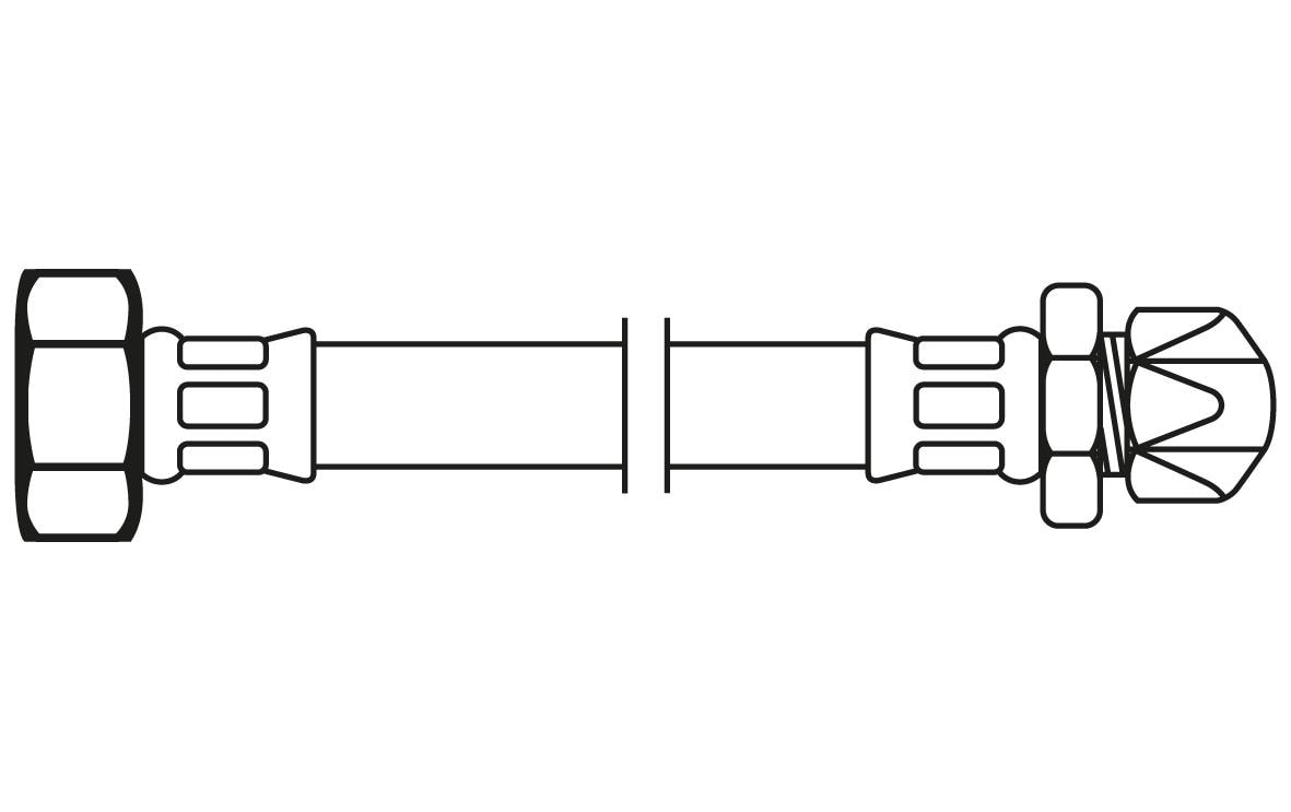 Flexo Anschlussschlauch – 1/2" IG × 10 mm, Länge 50 cm, Silber